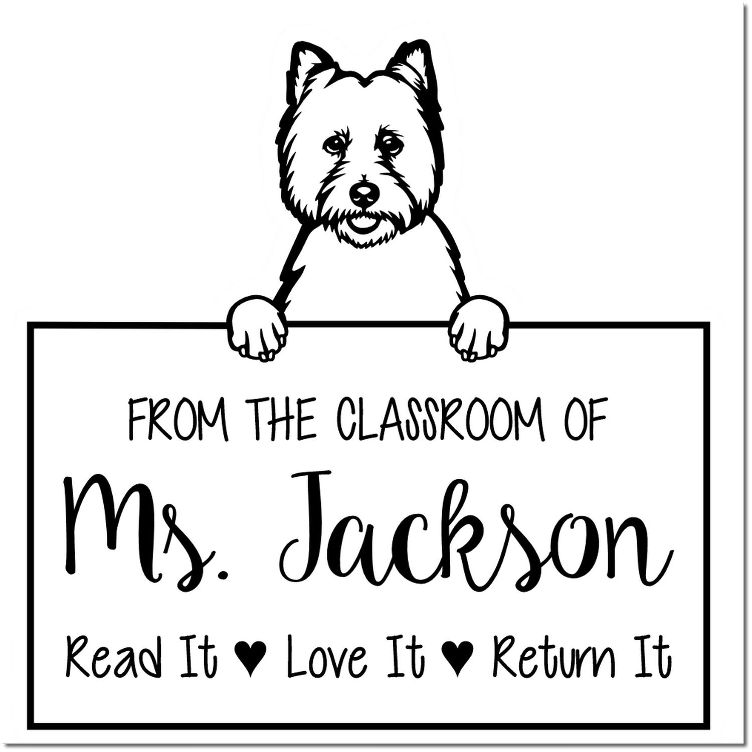 West Highland White Terrier Customized Library Name Stamp Self-Inking - Engineer Seal Stamps