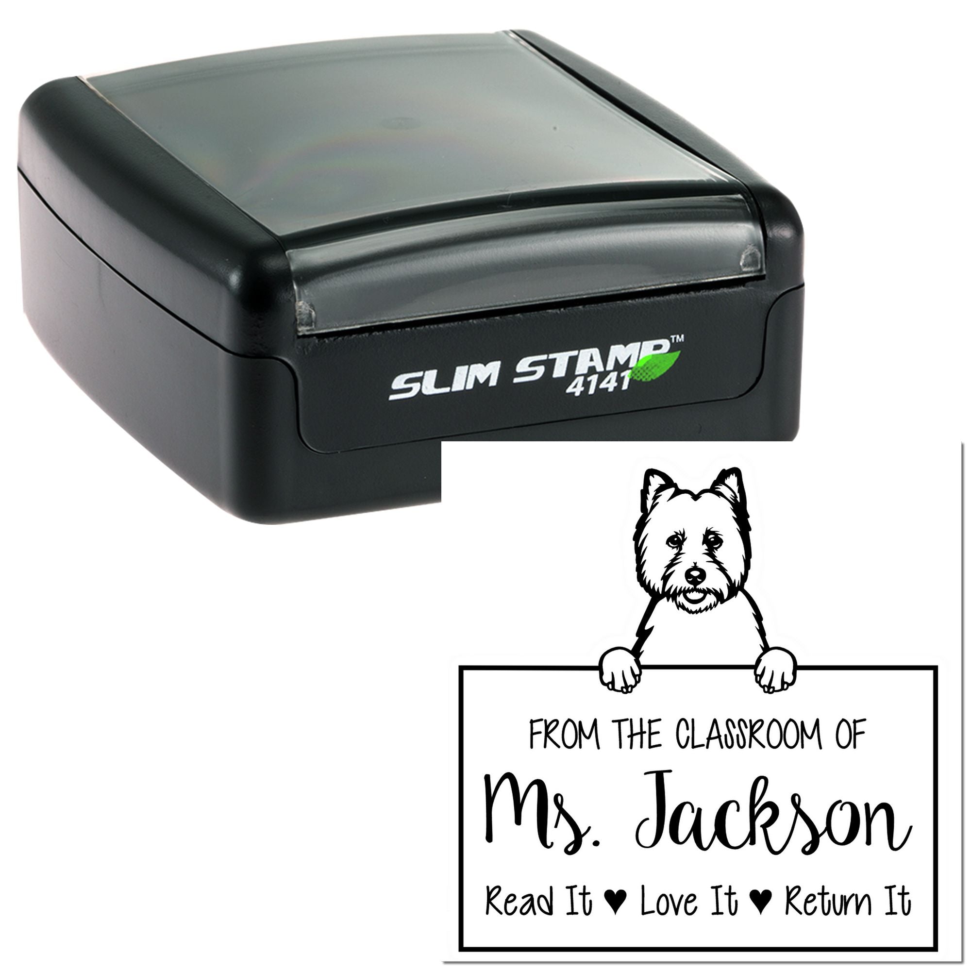 Customizable Teacher Stamp with West Highland White Terrier Dog - Engineer Seal Stamps