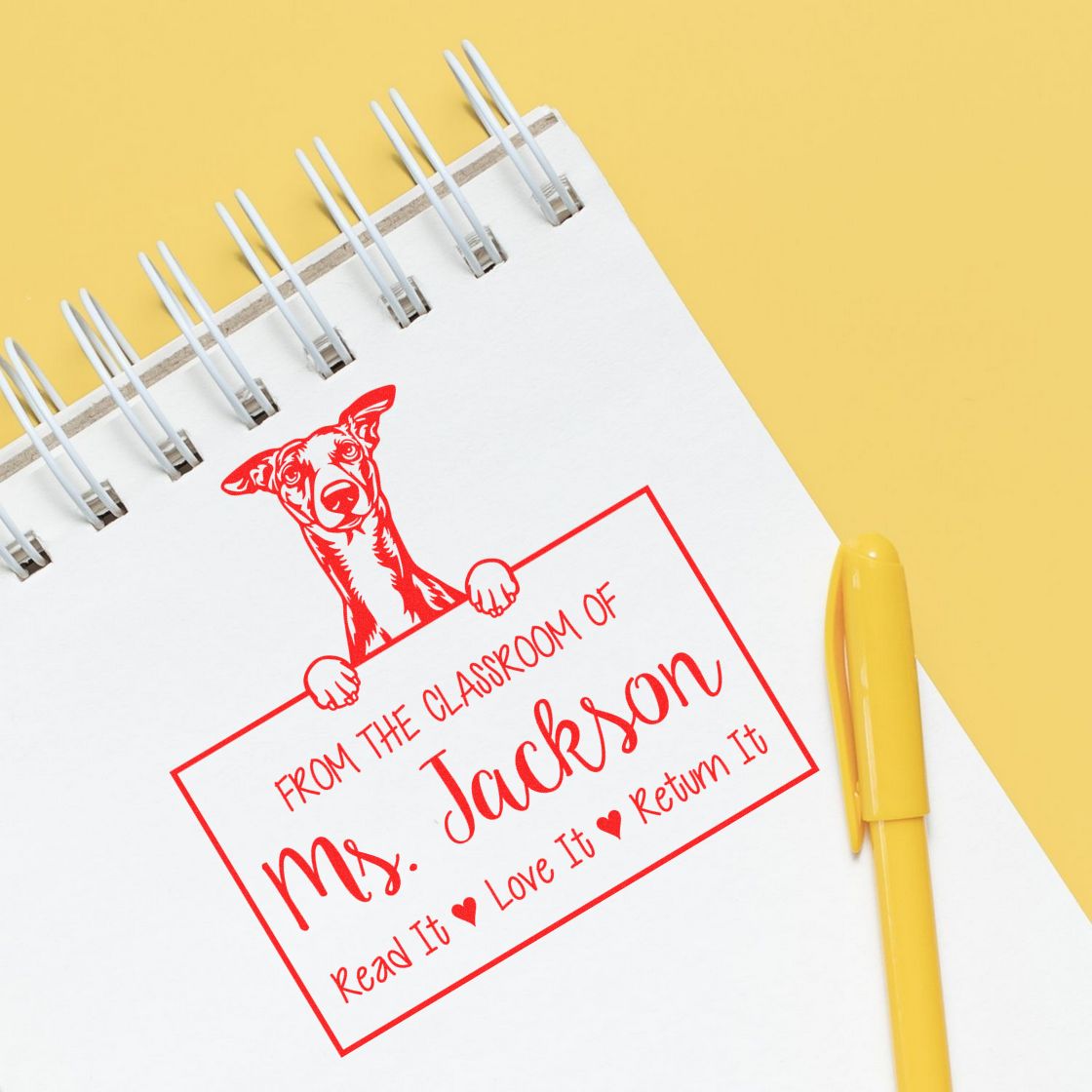 Whippet Dog Personalizable Book Tag Stamp - Engineer Seal Stamps