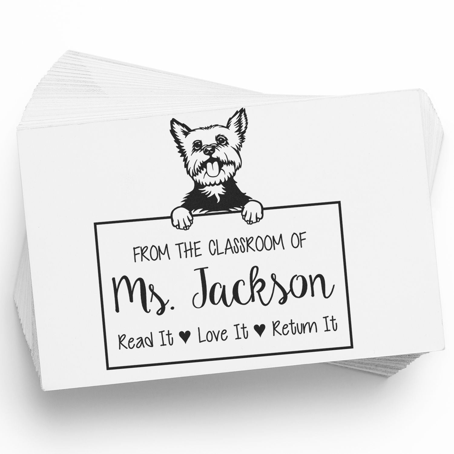 Customizable Teacher Classroom Stamp with Yorkie Dog - Engineer Seal Stamps