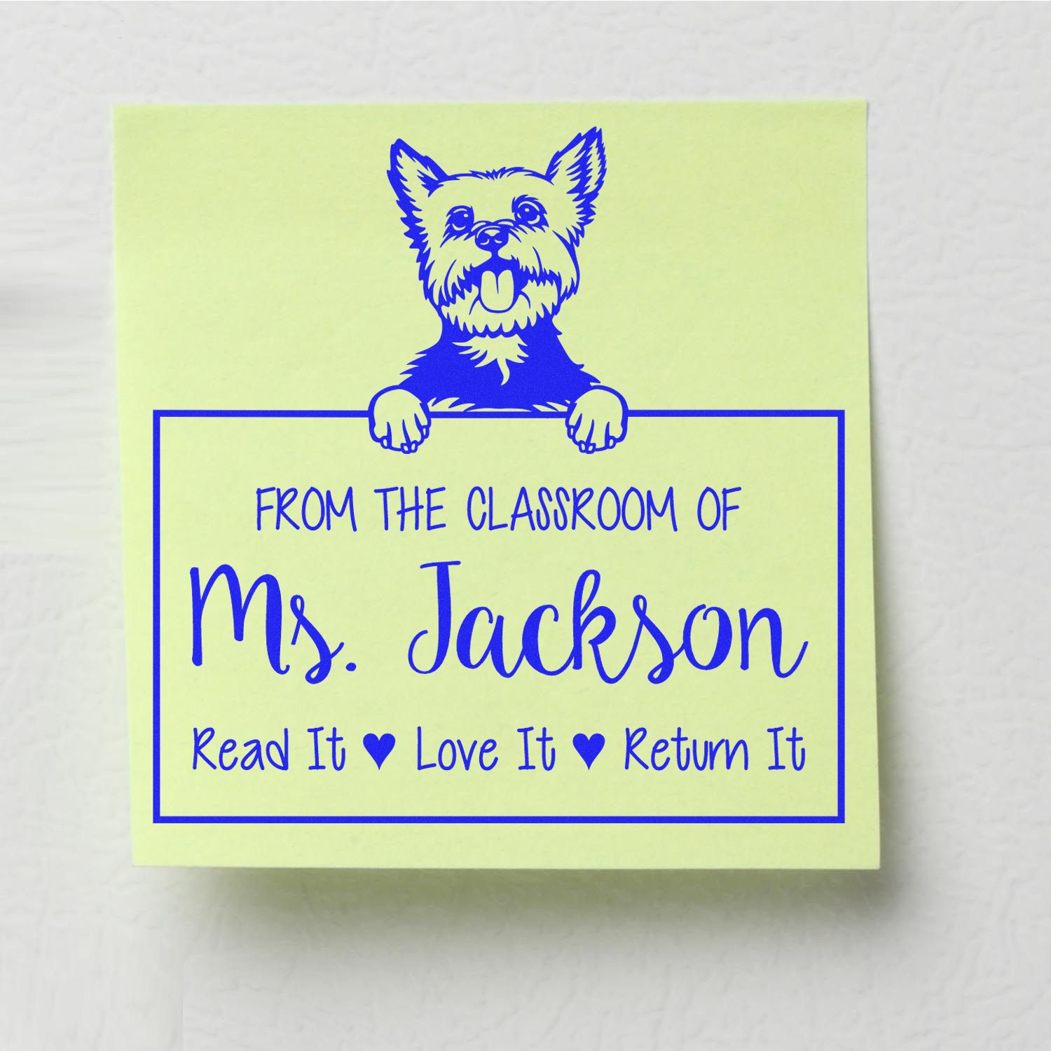 Customizable Teacher Classroom Stamp with Yorkie Dog - Engineer Seal Stamps