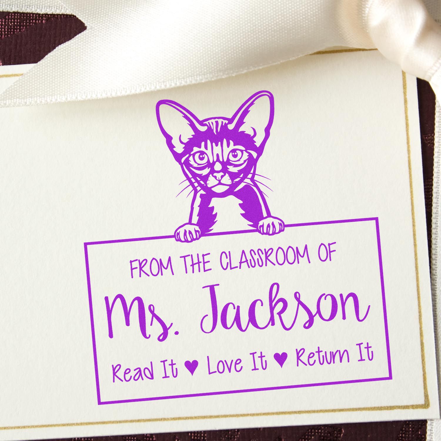 Cute Abyssinian Cat-Themed Teaching Stamper - Engineer Seal Stamps