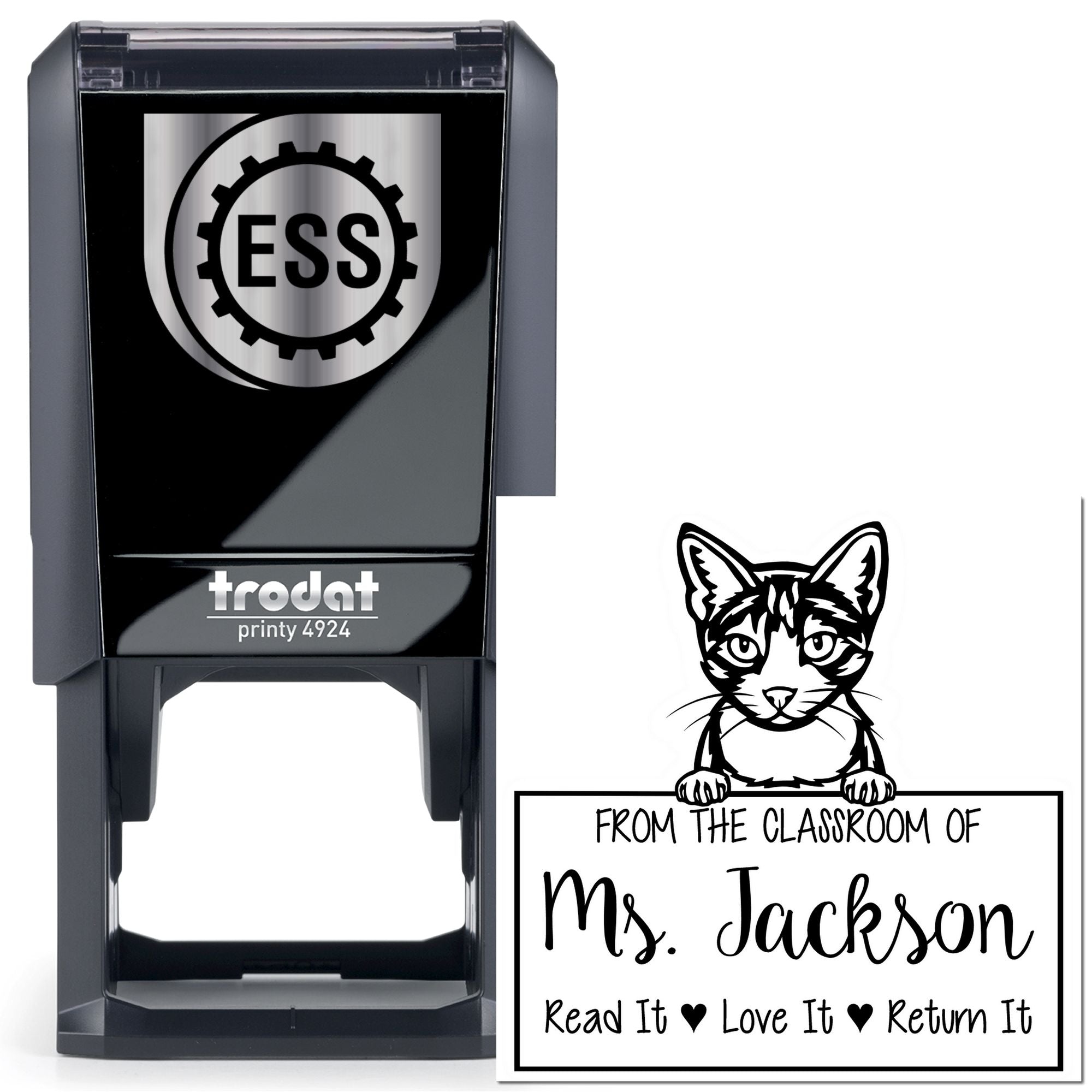 Aegean Cat-Themed Read It Love It Return It For Book Exchange Stamp - Engineer Seal Stamps