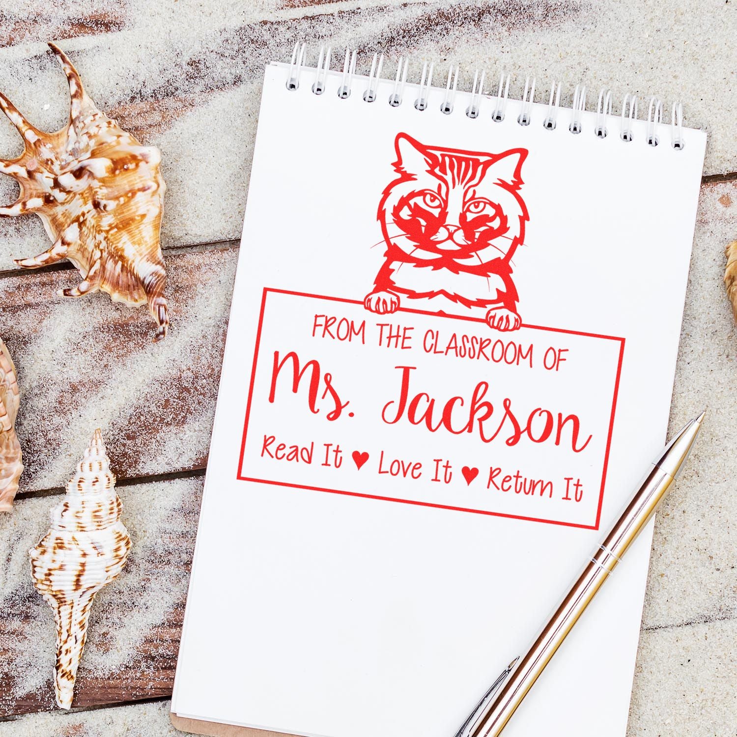 Cute American Bobtail Cat-Themed Teacher's Stamper