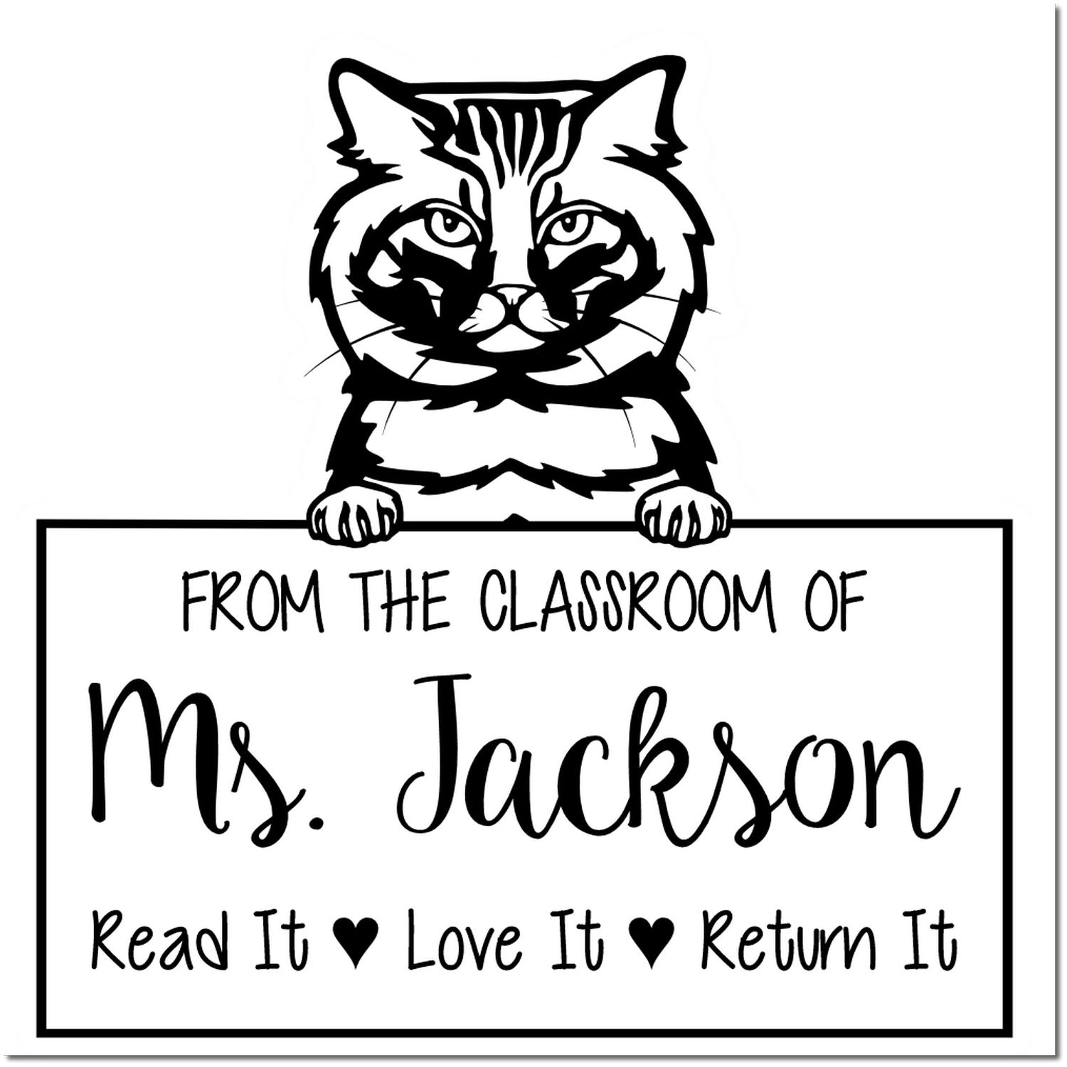 Cute American Bobtail Cat-Themed Teacher's Stamper - Engineer Seal Stamps