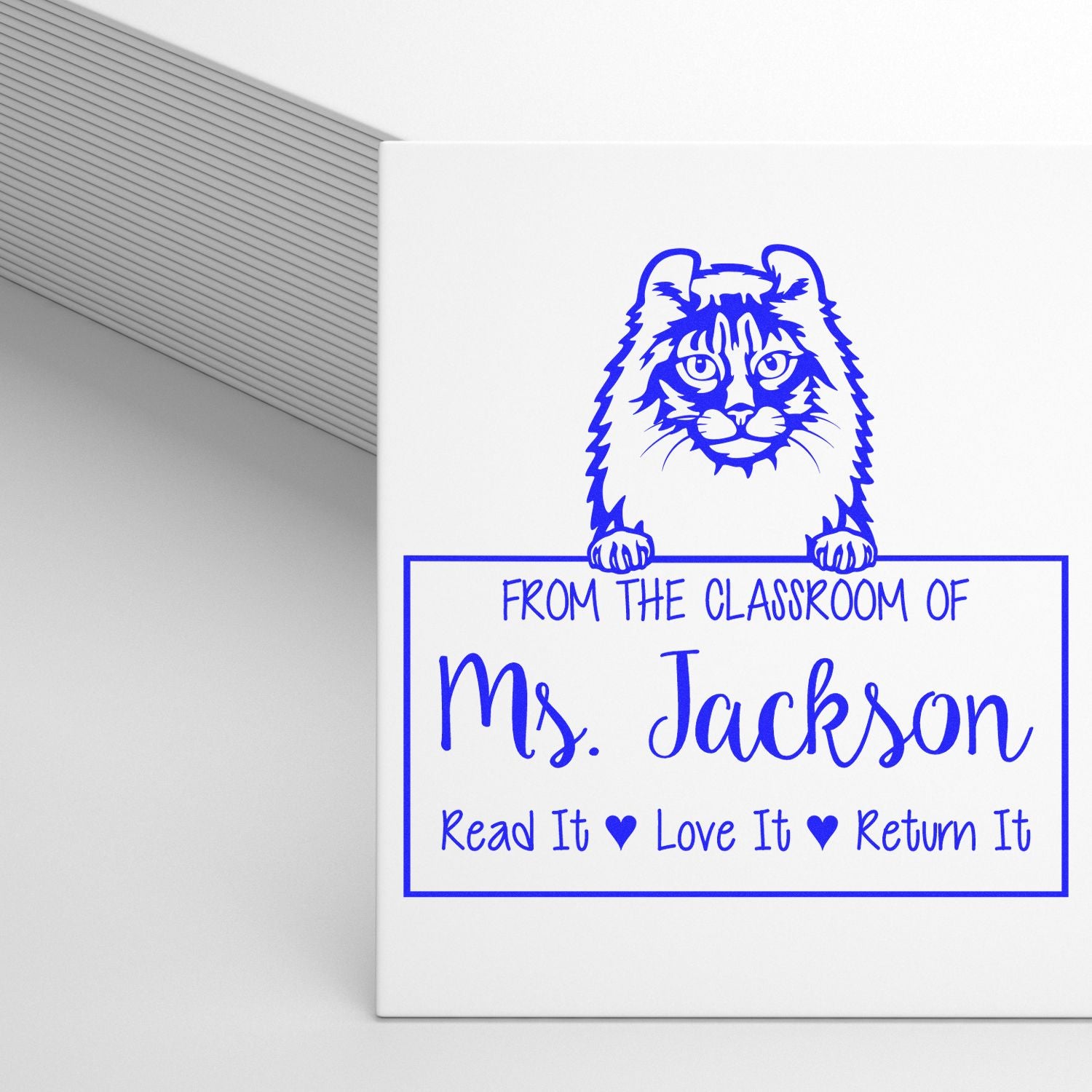 American Curl Cat-Themed Read It Love It Return It For Book Collectors Stamp - Engineer Seal Stamps