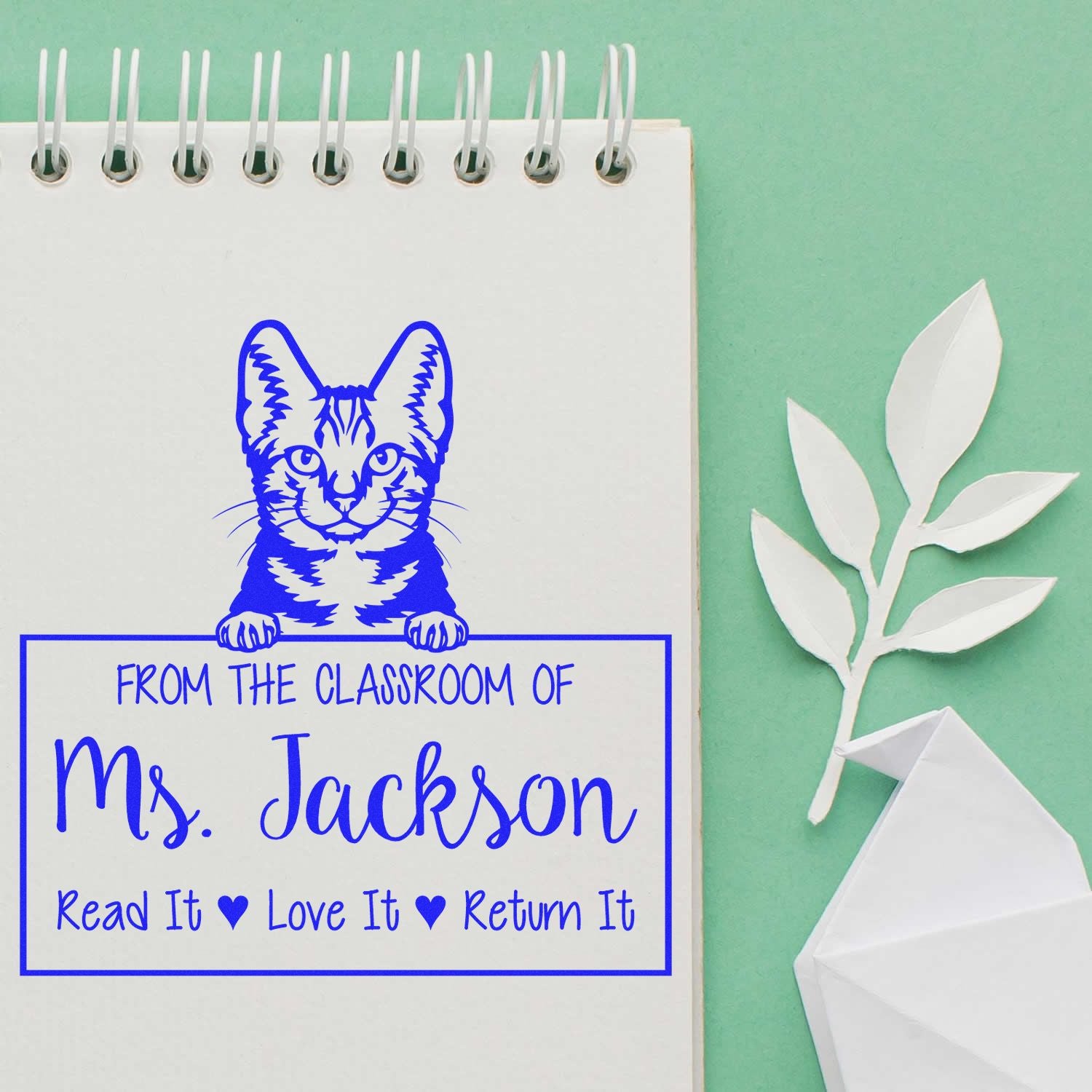 American Shorthair Cat-Themed Read It Love It Return It For Book Clubs Stamper - Engineer Seal Stamps