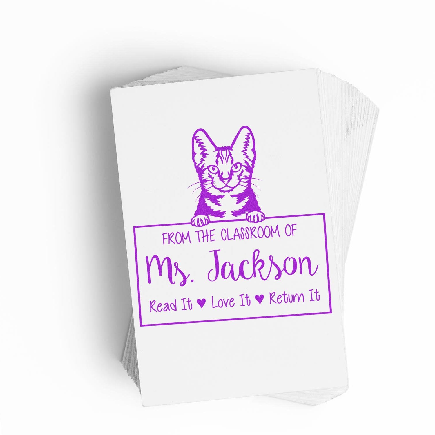 American Shorthair Cat-Themed Read It Love It Return It For Book Clubs Stamper - Engineer Seal Stamps