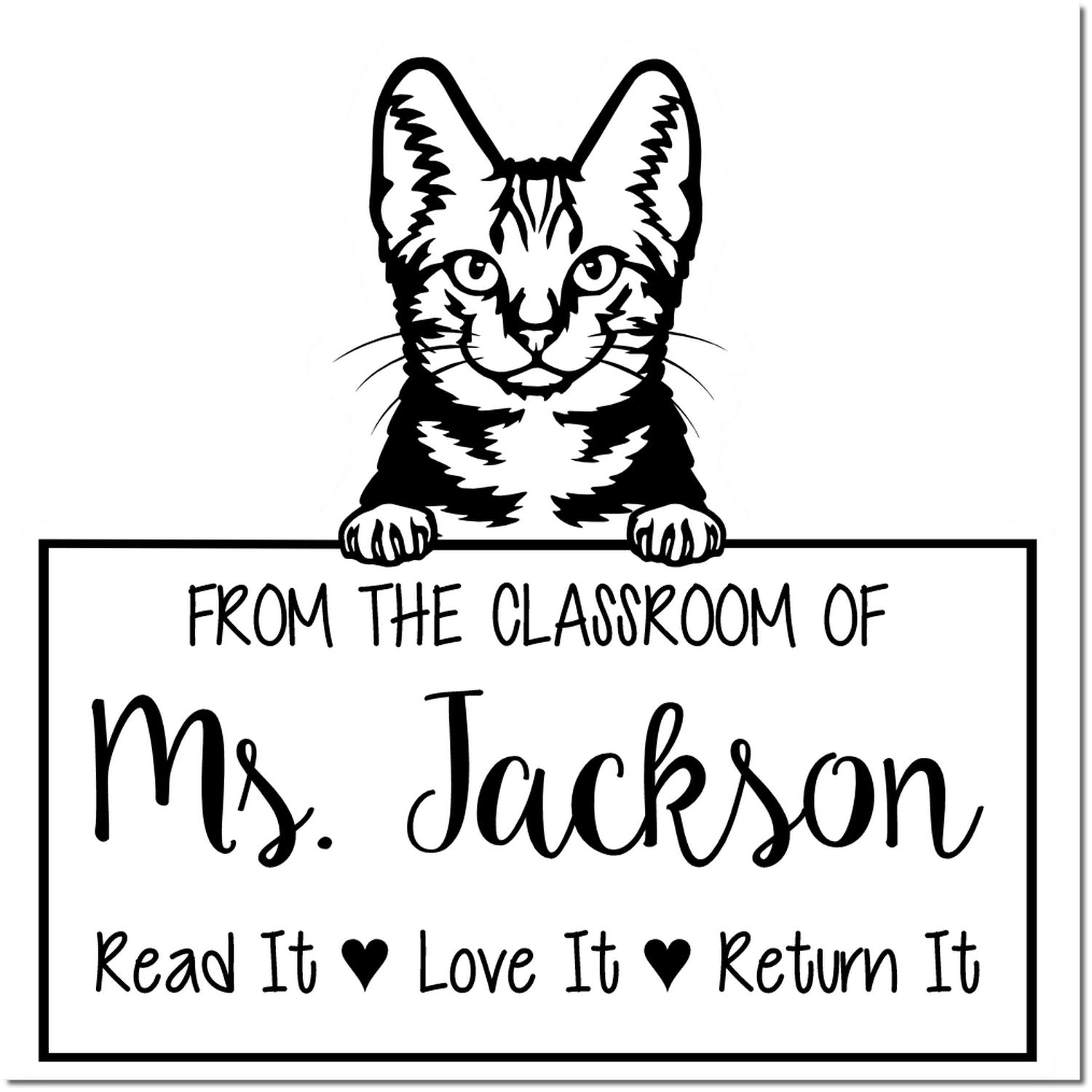 American Shorthair Cat-Themed Read It Love It Return It For Book Clubs Stamper - Engineer Seal Stamps