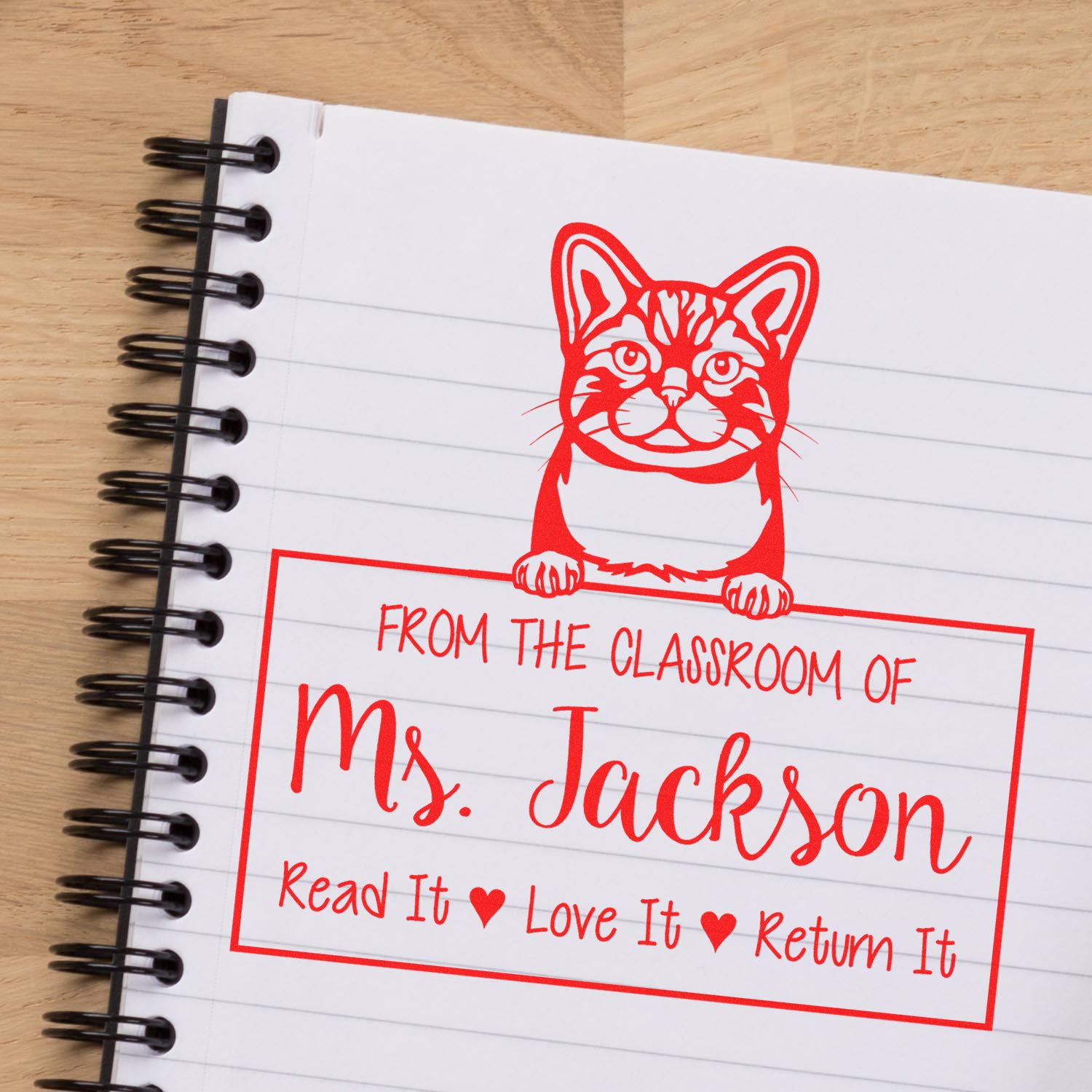 Cute American Wirehair Cat-Themed Teachers Stamp