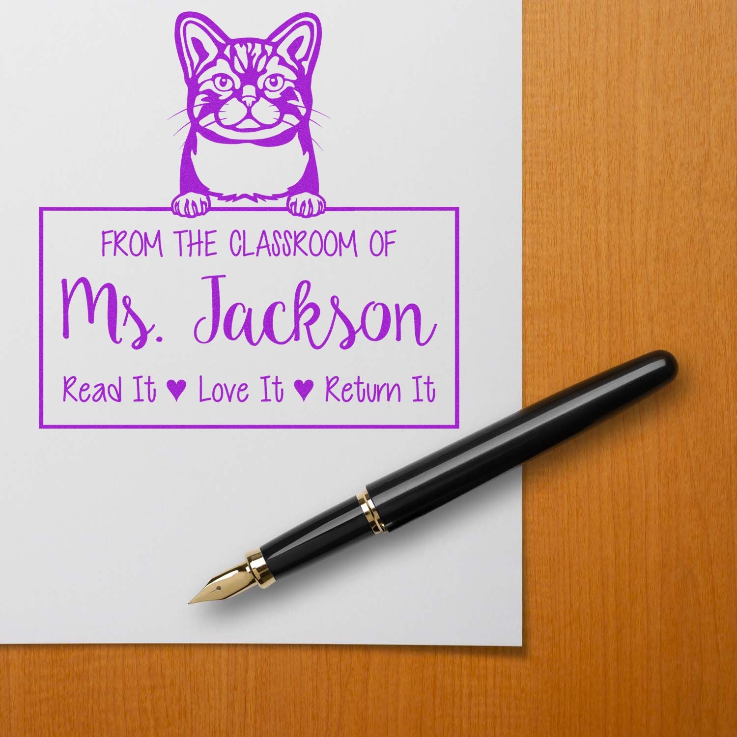 Cute American Wirehair Cat-Themed Teachers Stamp - Engineer Seal Stamps