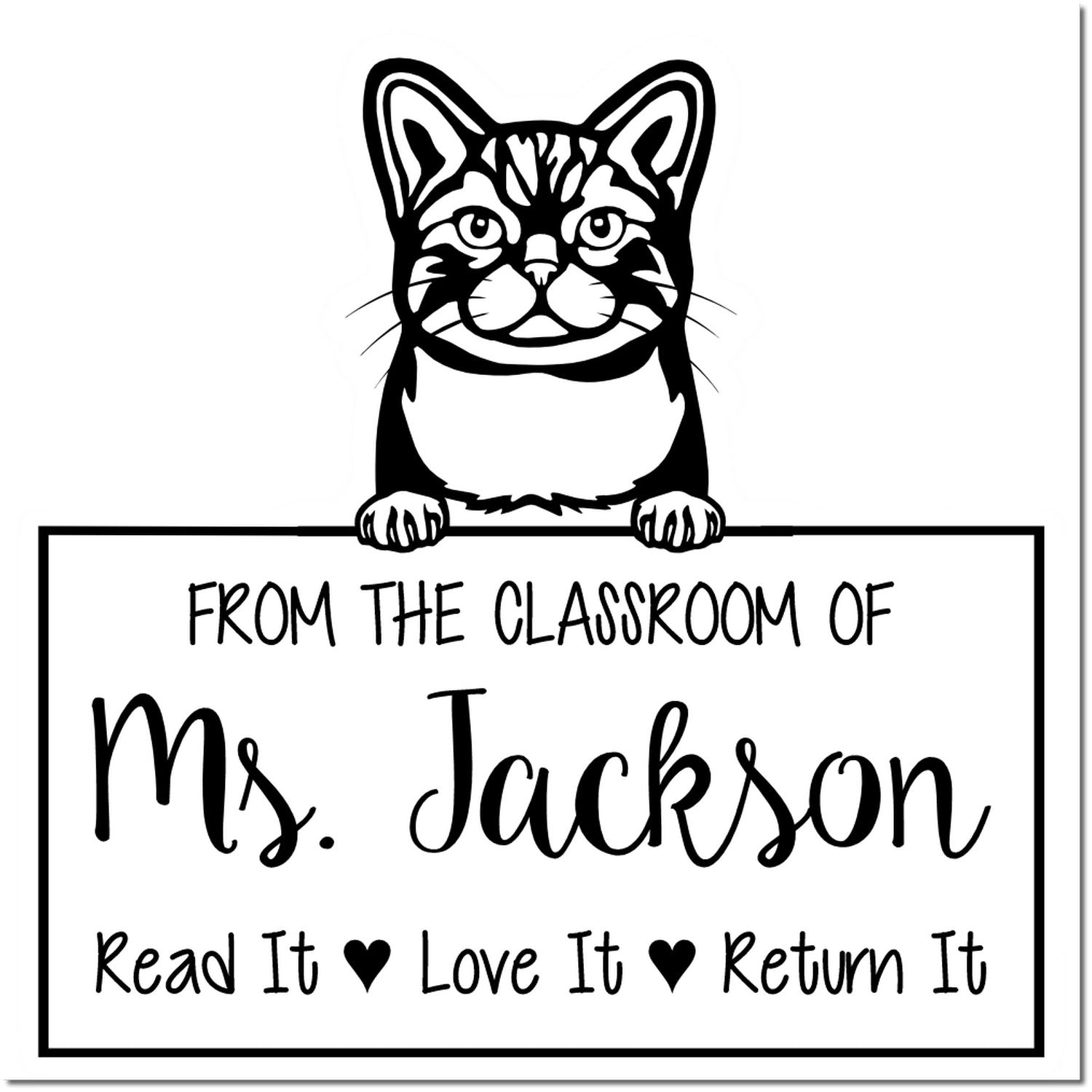 American Wirehair Cat-Themed Read It Love It Return It For Book Clubs Stamp - Engineer Seal Stamps