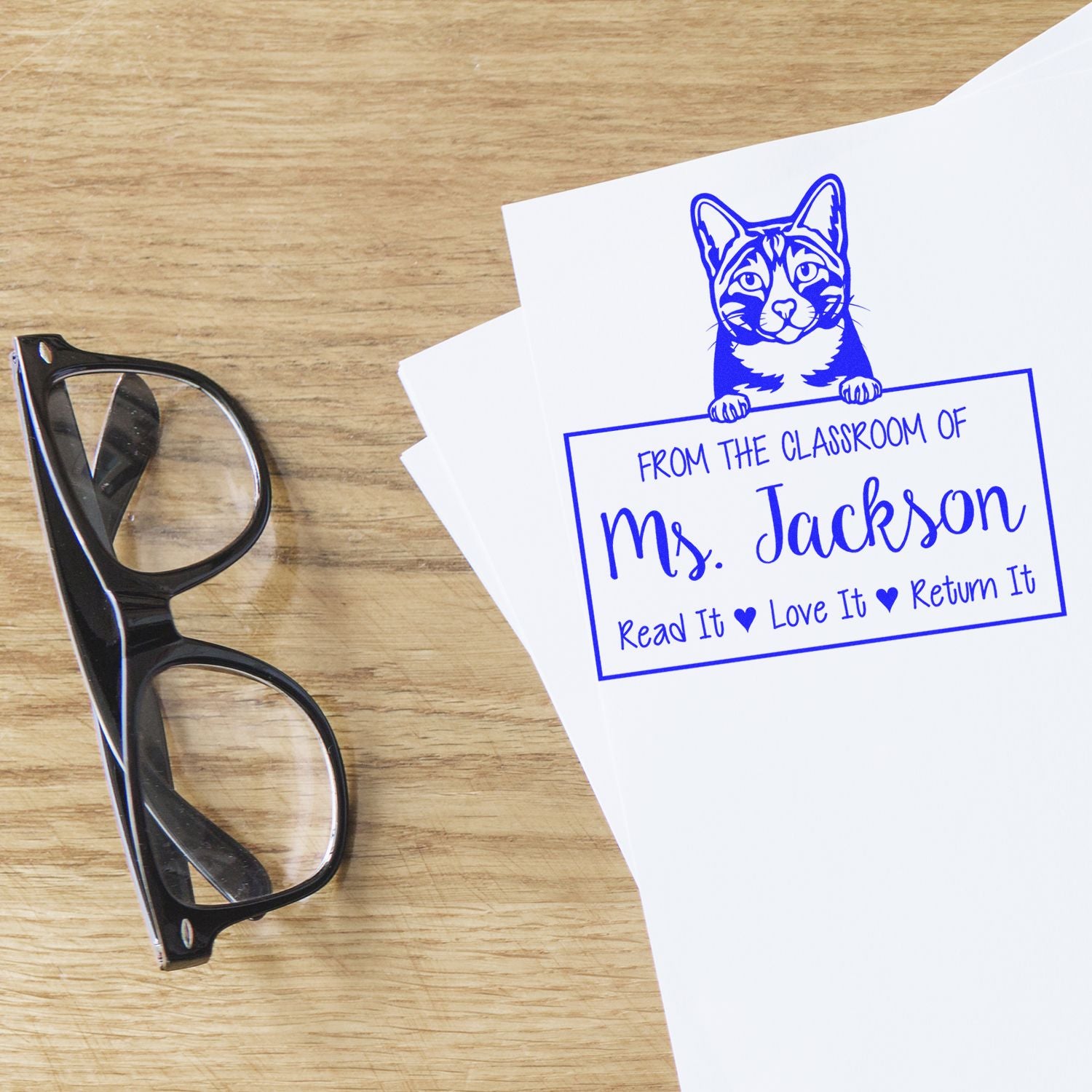 Arabian Mau Cat-Themed Read It Love It Return It Customized Stamper - Engineer Seal Stamps