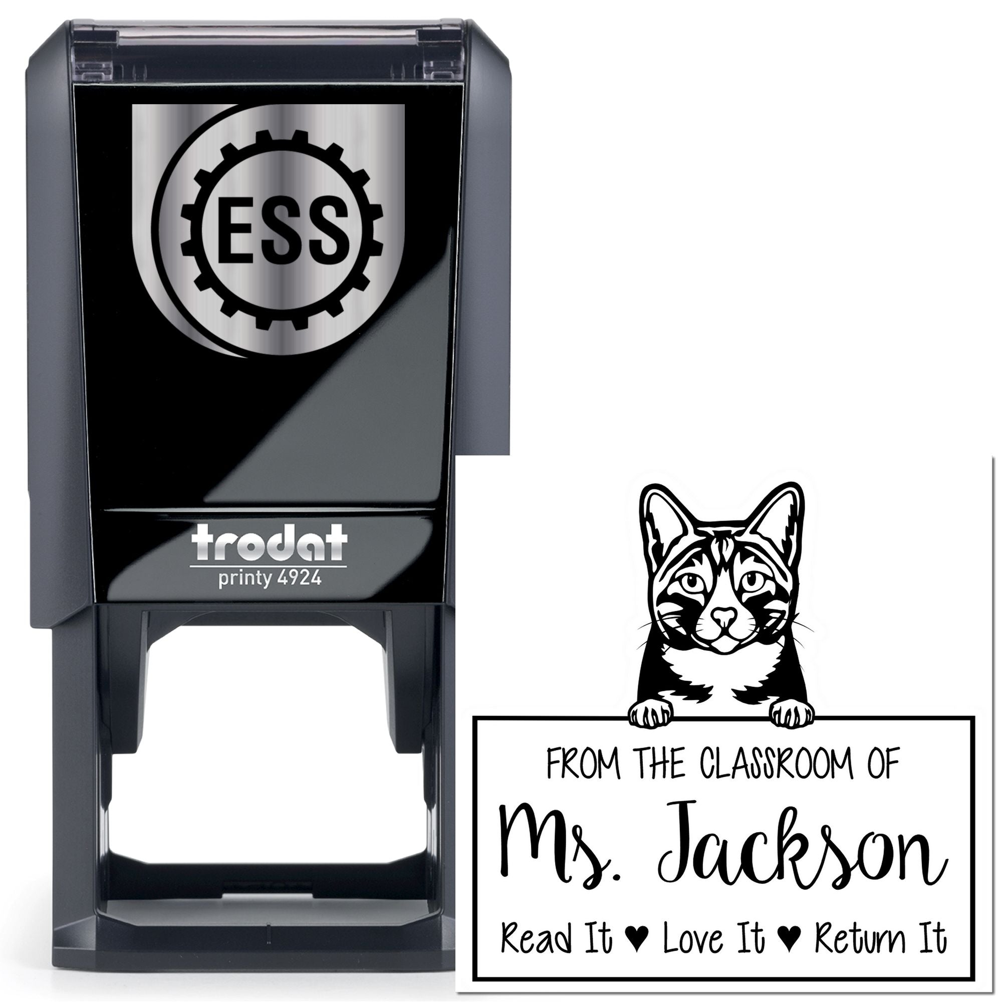 Arabian Mau Cat-Themed Read It Love It Return It Customized Stamper - Engineer Seal Stamps