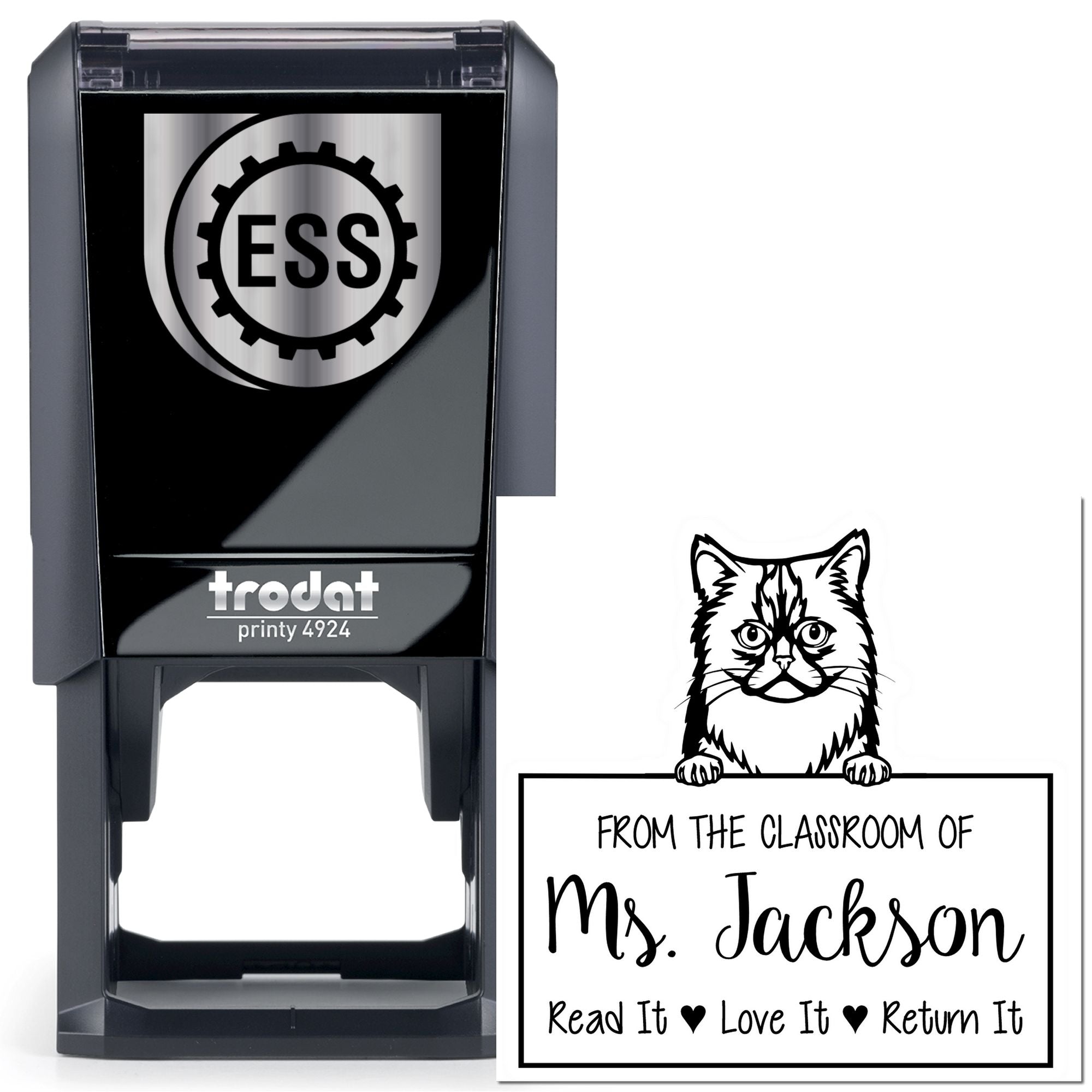 Asian Semi Longhair Cat-Themed Read It Love It Return It Customized Stamp - Engineer Seal Stamps