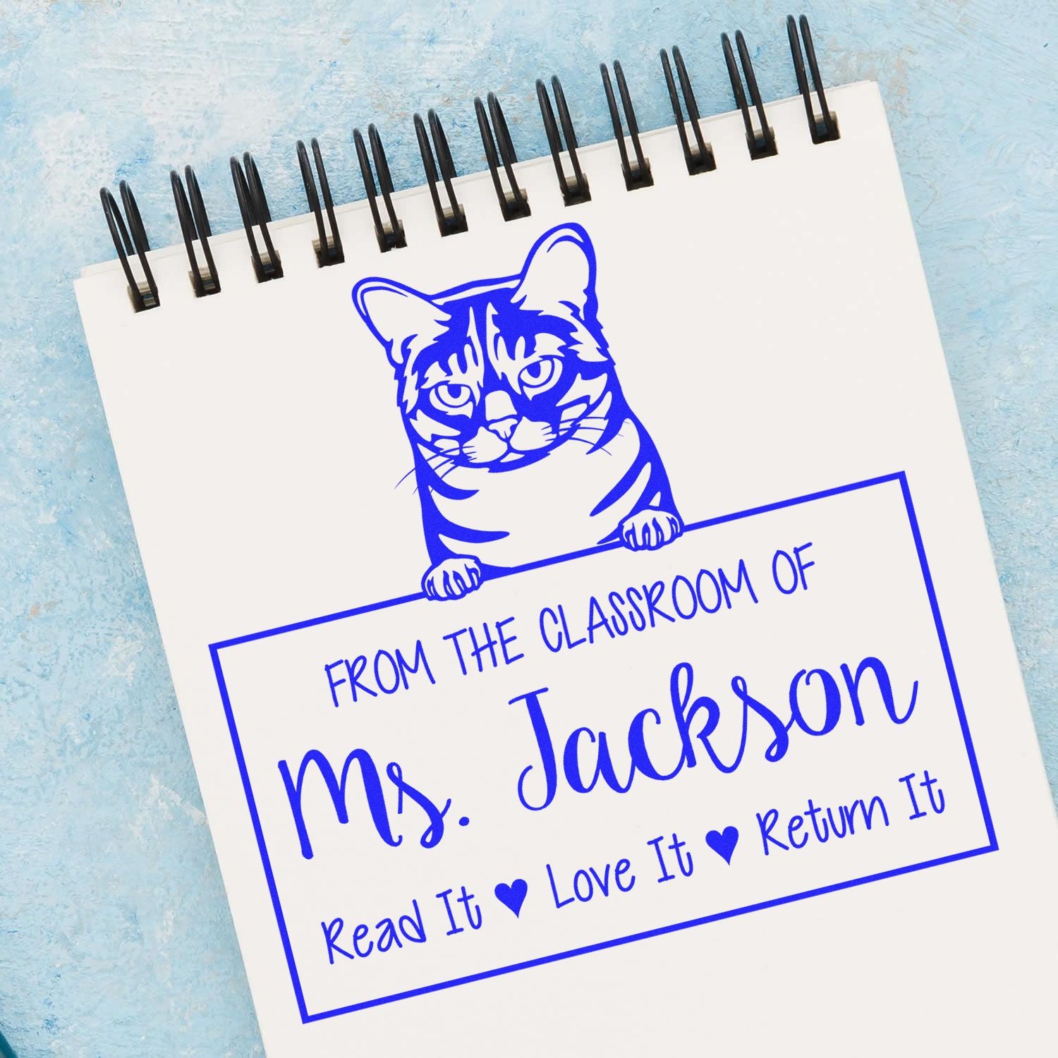 Custom Book Organization Tools Stamp with Australian Mist Cat - Engineer Seal Stamps