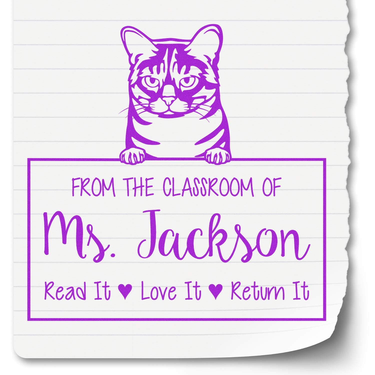 Custom Book Organization Tools Stamp with Australian Mist Cat - Engineer Seal Stamps