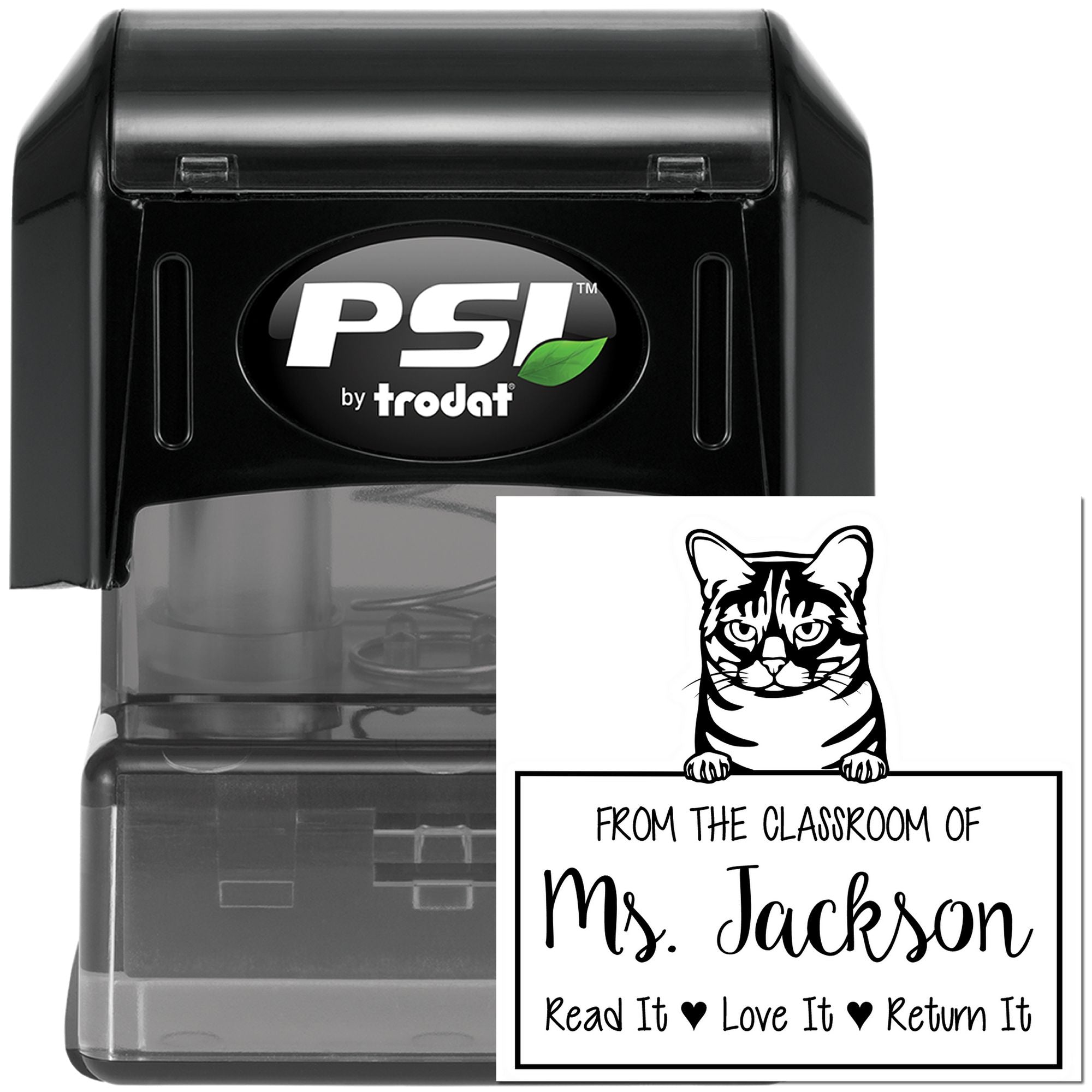 Custom Book Organization Tools Stamp with Australian Mist Cat - Engineer Seal Stamps
