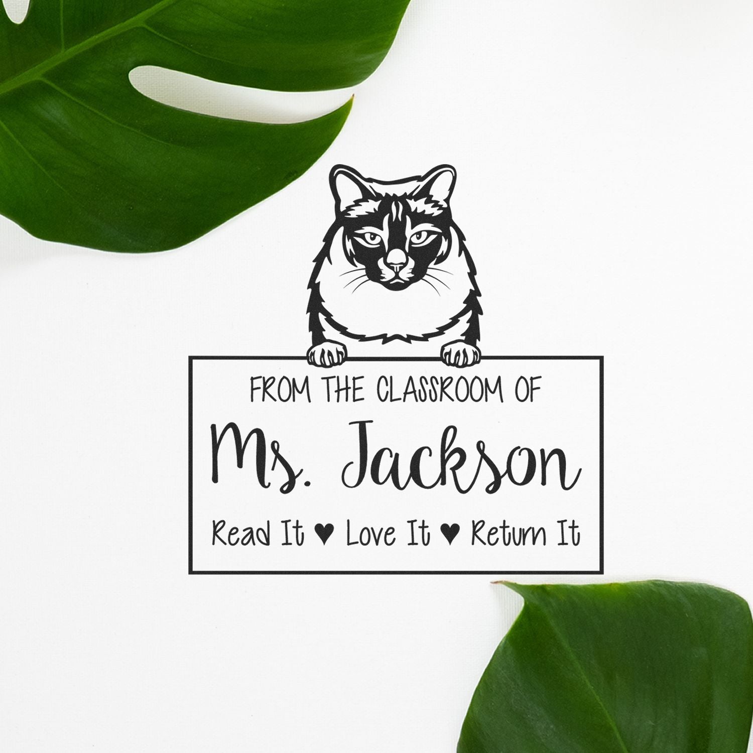 Custom Book Identification Stamp with Balinese Cat - Engineer Seal Stamps