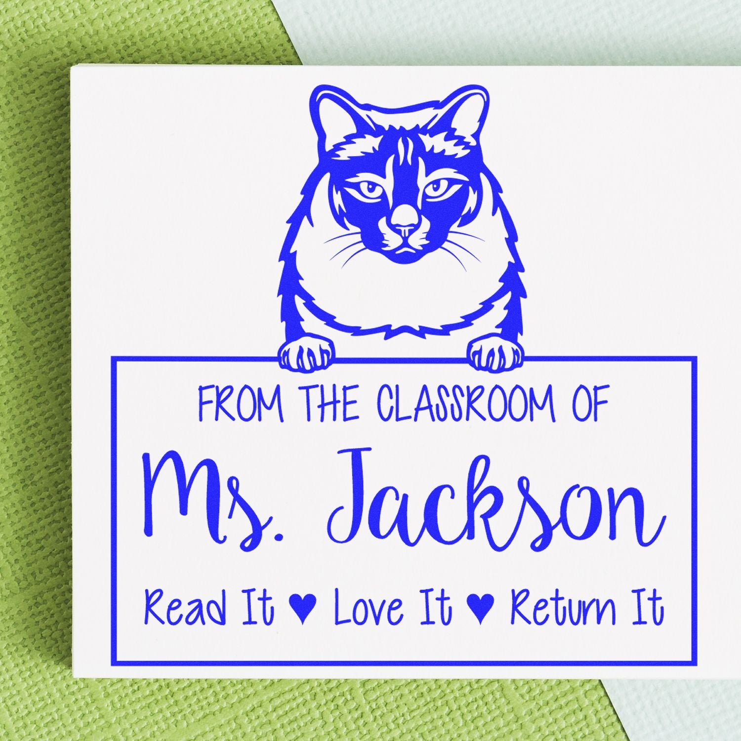 Balinese Cat-Themed Read It Love It Return It Customizable Stamp - Engineer Seal Stamps