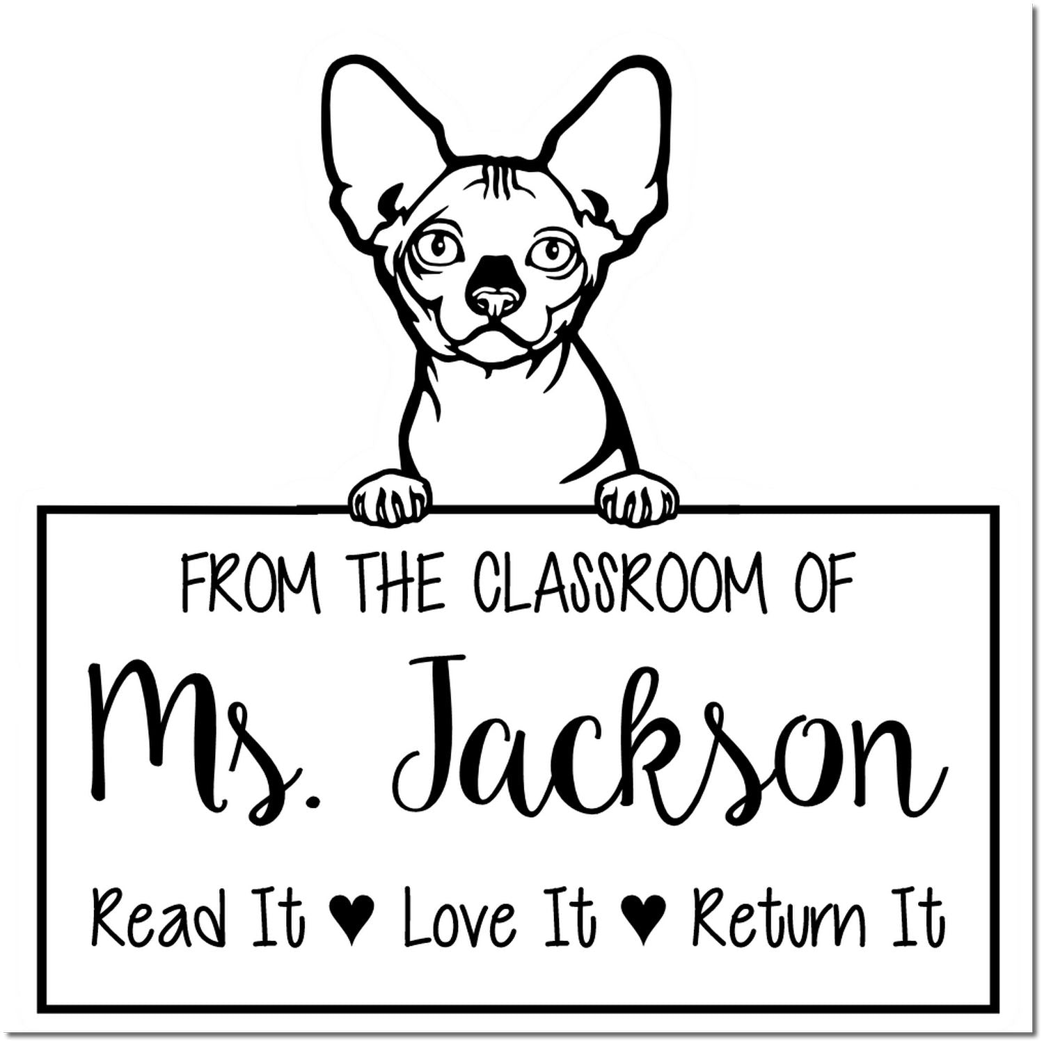 Cute Bambino Cat-Themed Teacher Library Stamper - Engineer Seal Stamps