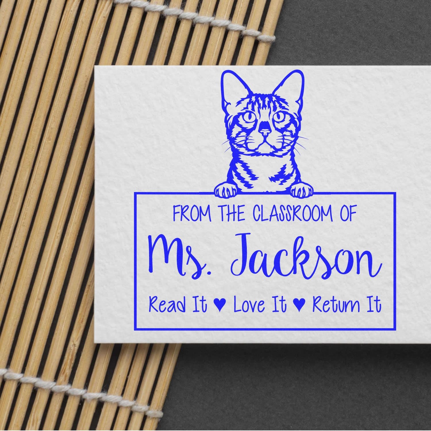 Custom Library Tools For Teachers Stamp with Bengal Cat - Engineer Seal Stamps
