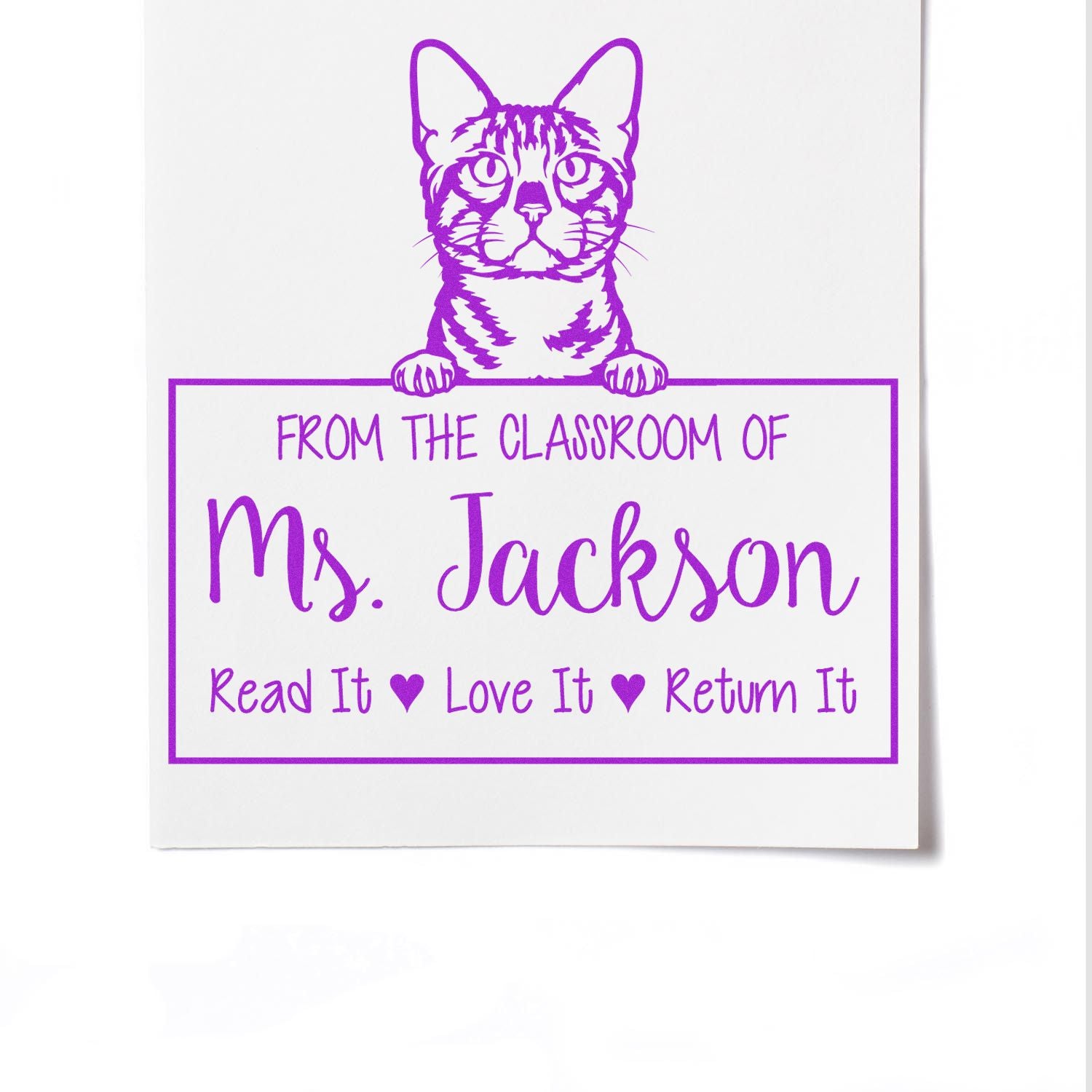 Bengal Cat Customized Teacher Nameplate Stamp - Engineer Seal Stamps