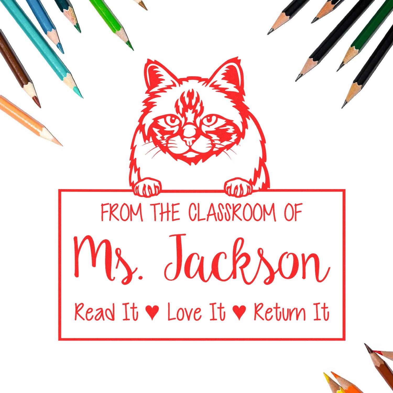 Cute Birman Cat-Themed Teacher Classroom Stamp Stamper