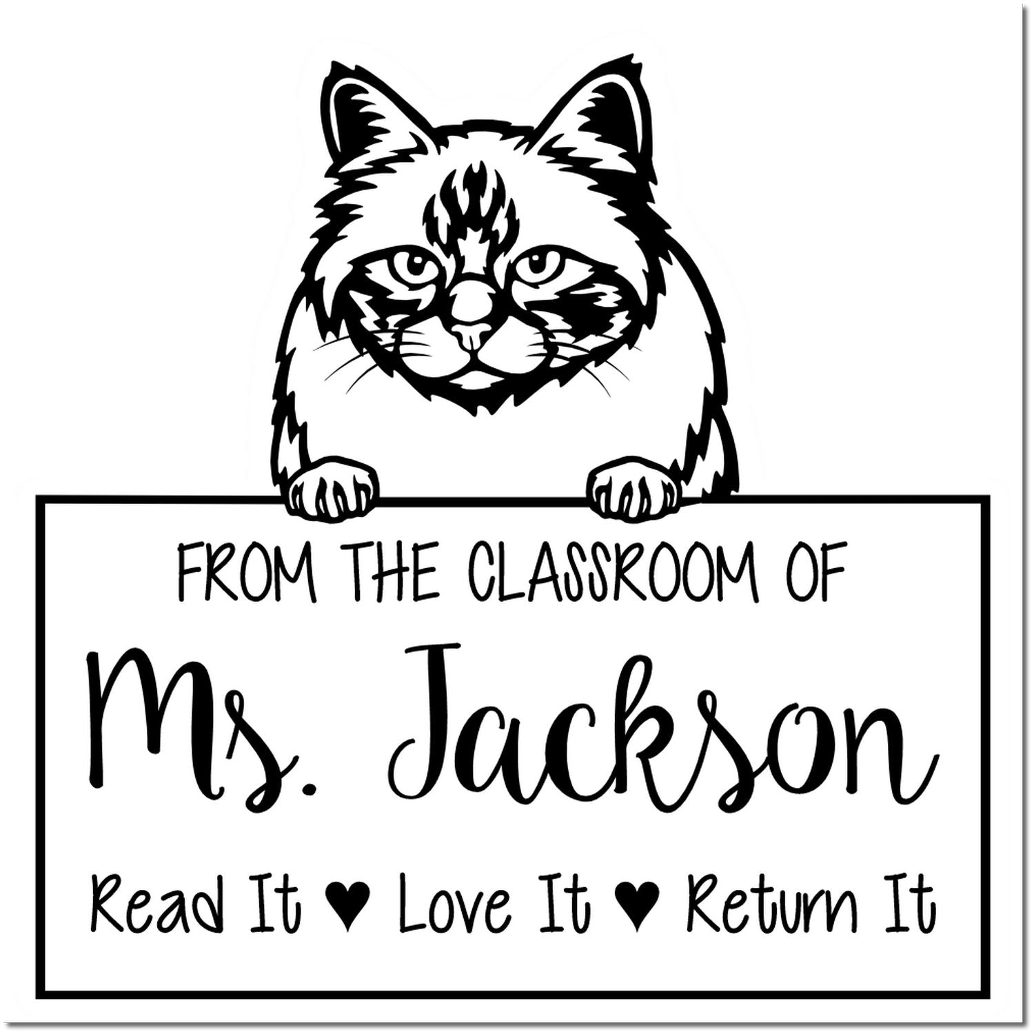 Cute Birman Cat-Themed Teacher Classroom Stamp Stamper - Engineer Seal Stamps