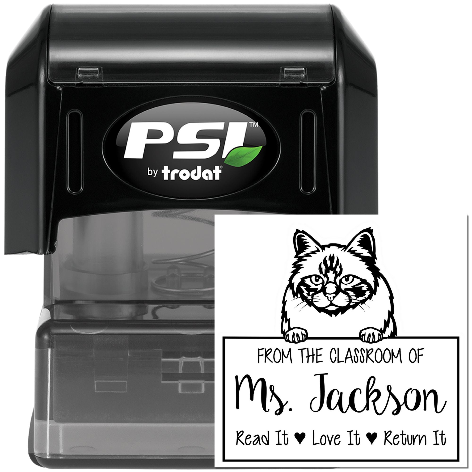 Custom Classroom Ownership Stamp with Birman Cat - Engineer Seal Stamps