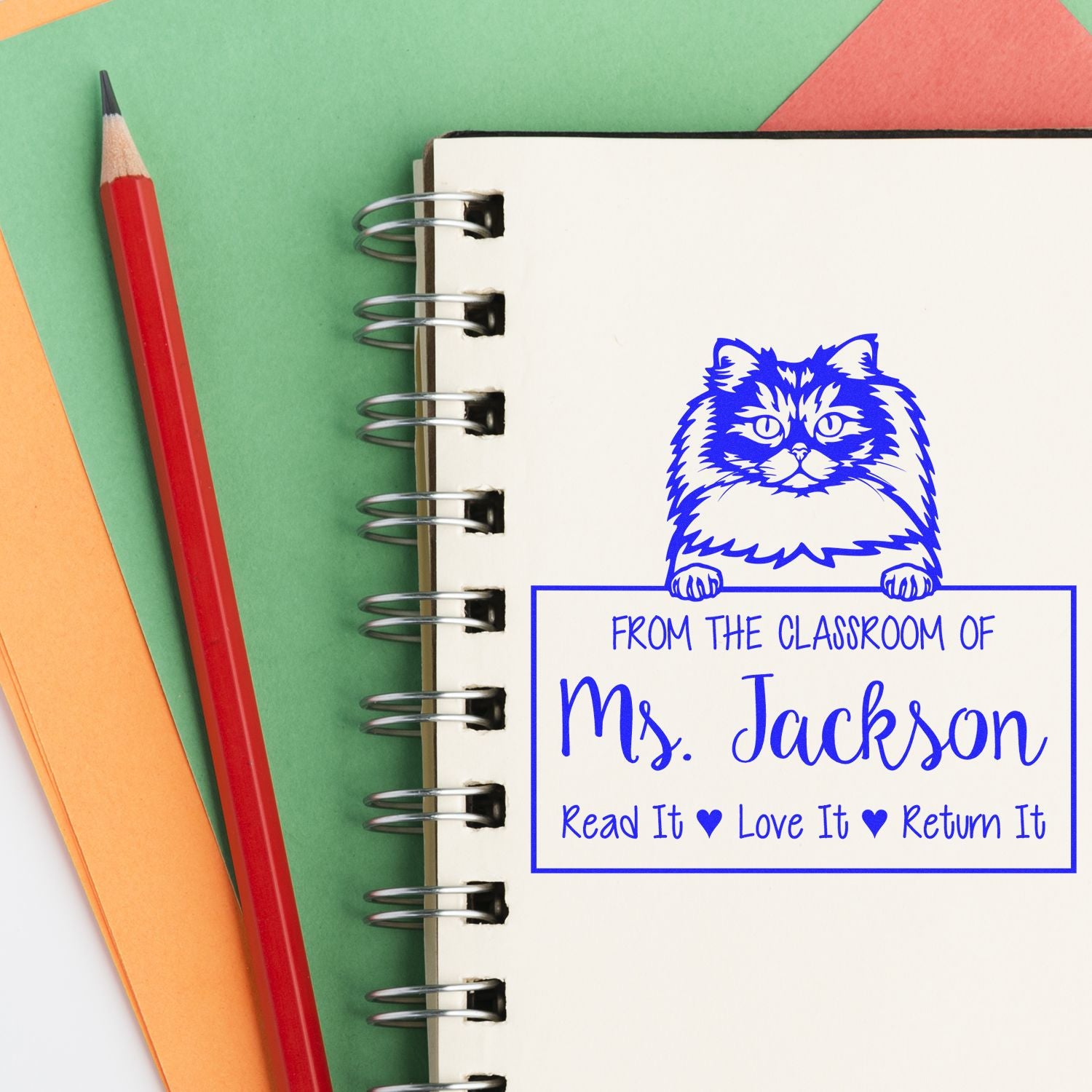 Custom Stamp with British Longhair Cat - Engineer Seal Stamps