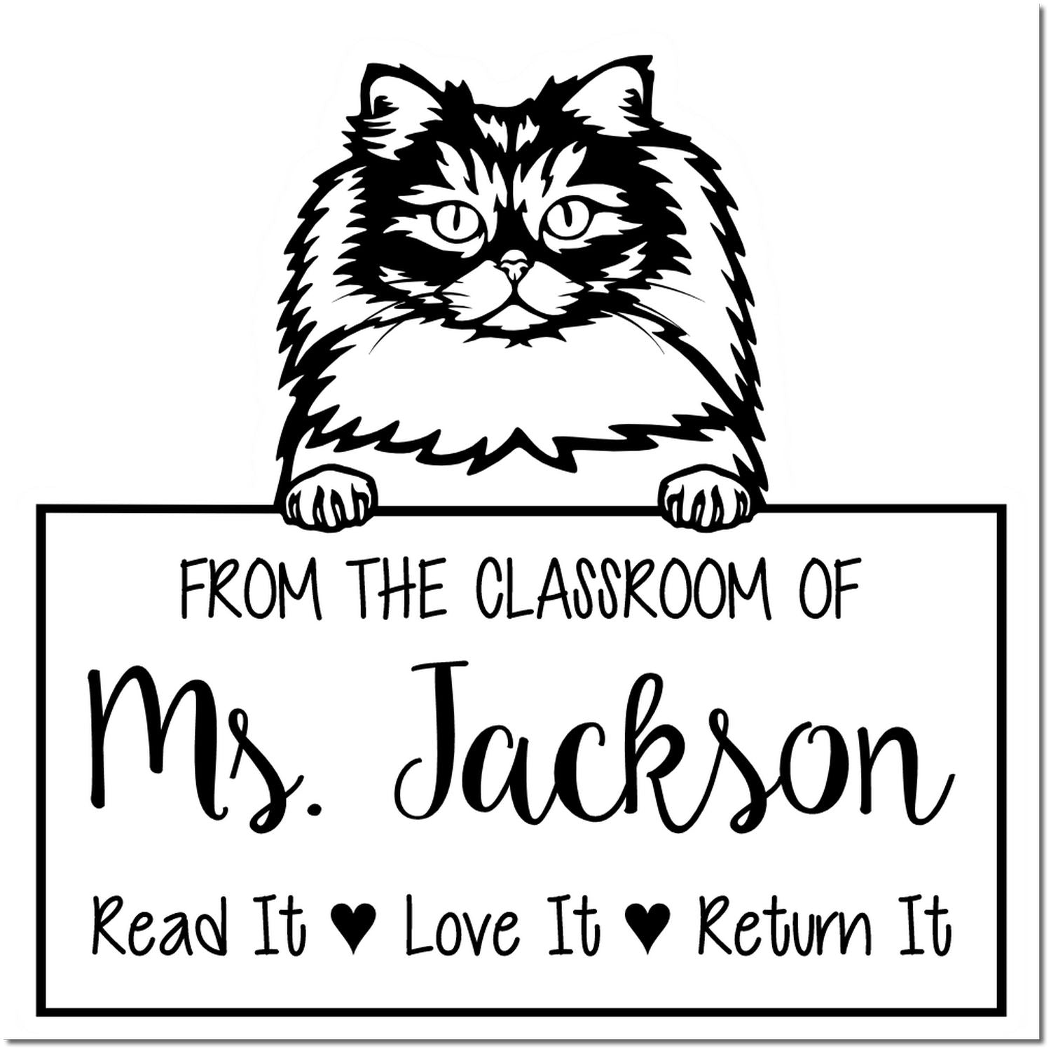 Cute British Longhair Cat-Themed Teacher Book Stamper - Engineer Seal Stamps