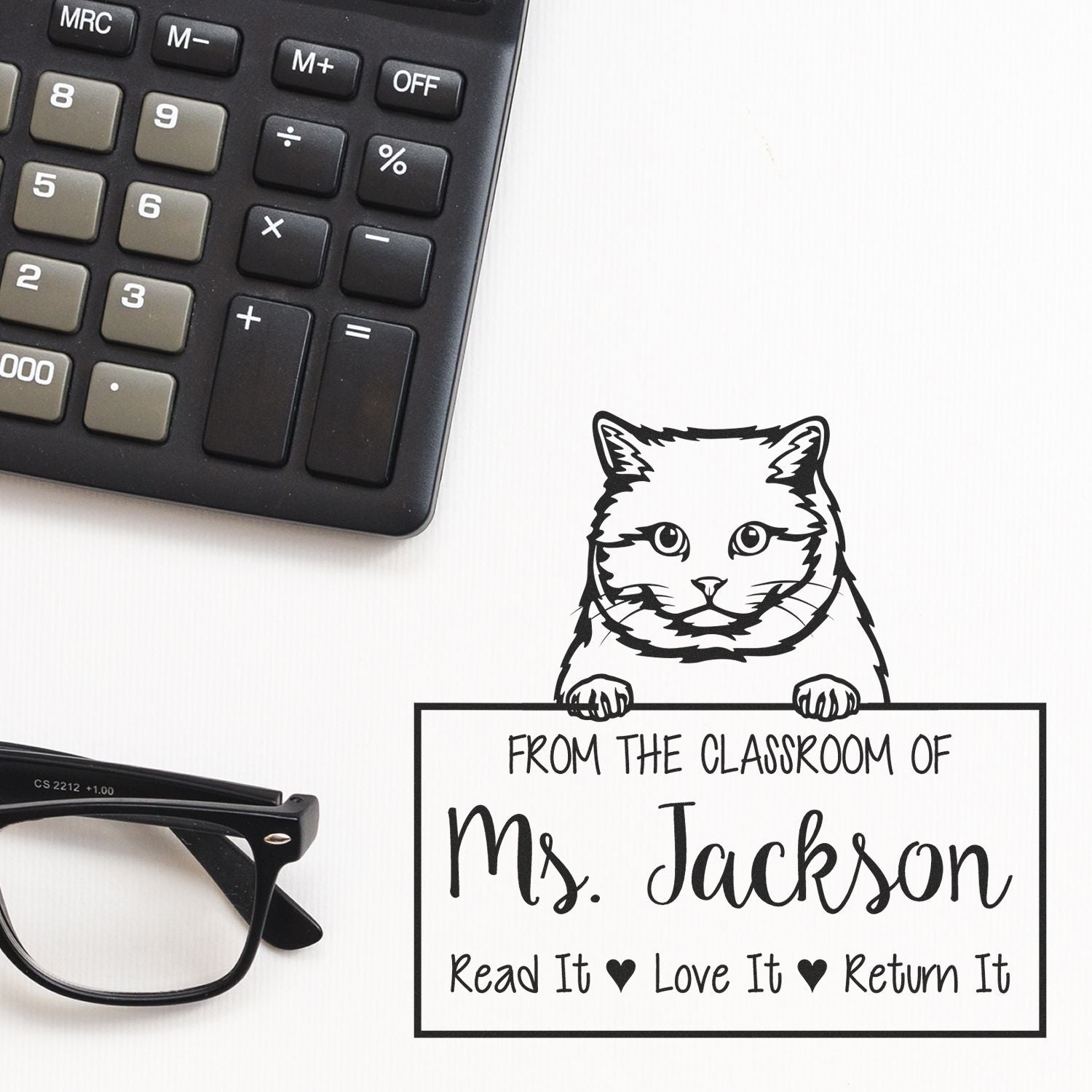 British Shorthair Cat-Themed Read It Love It Return It Book Stamp - Engineer Seal Stamps