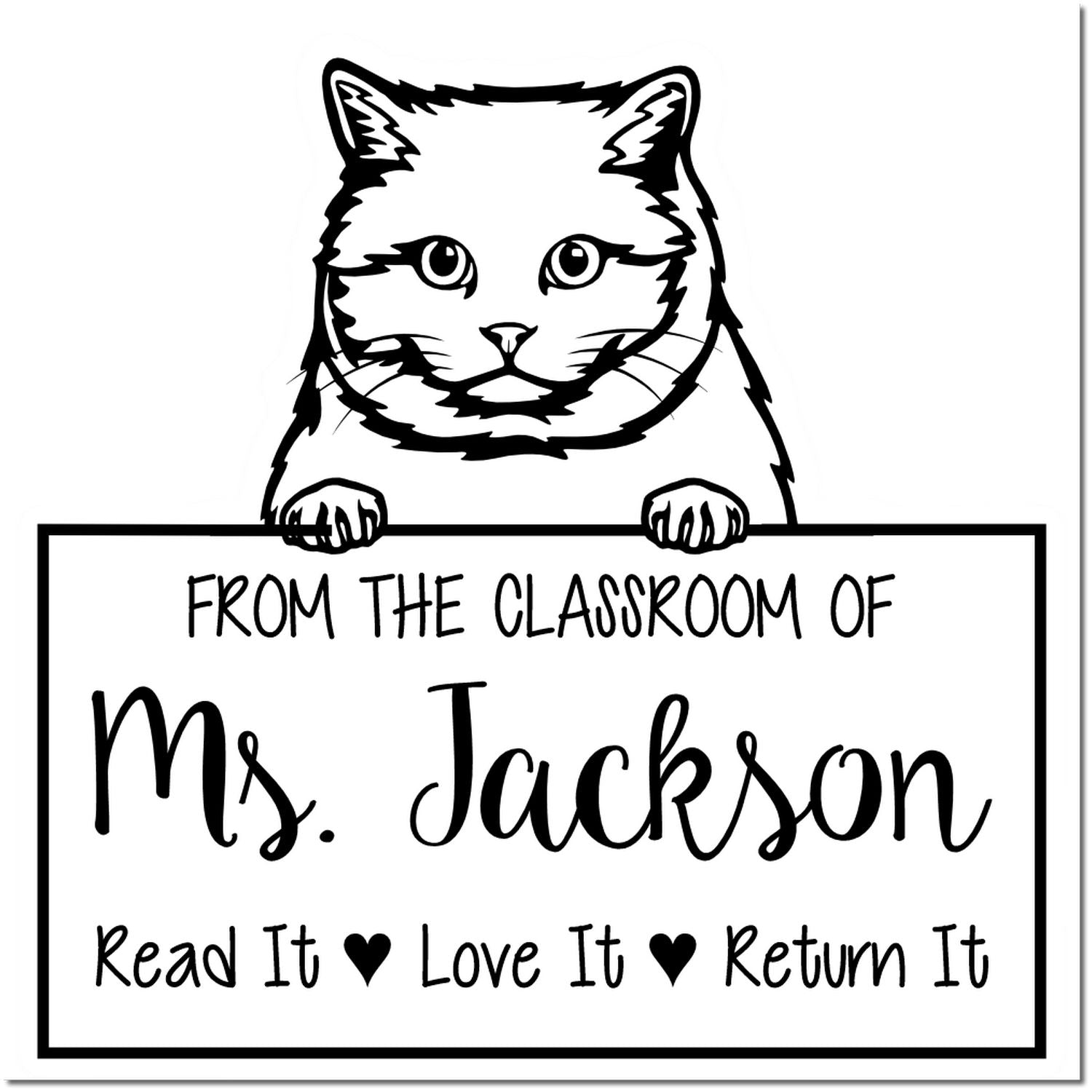 British Shorthair Cat-Themed Read It Love It Return It Book Stamp - Engineer Seal Stamps