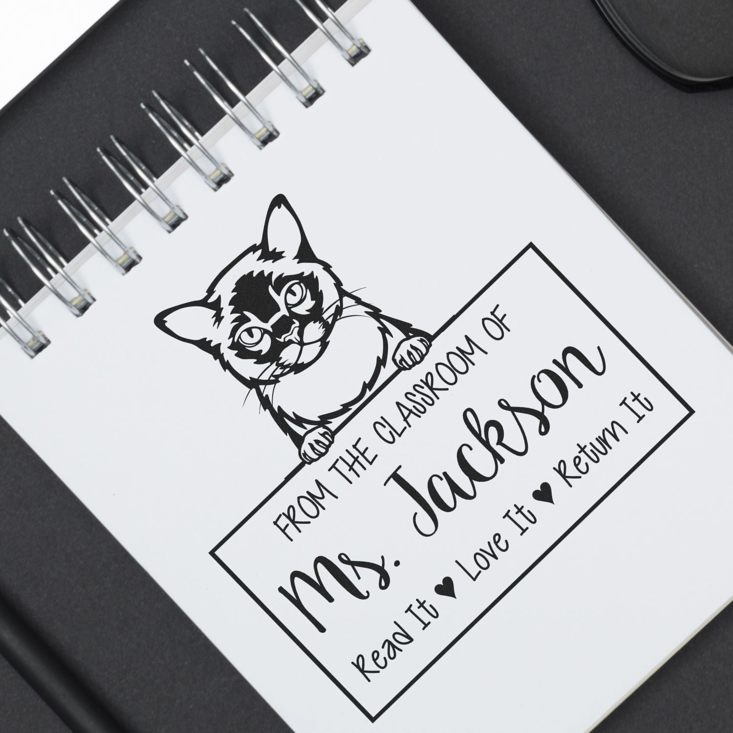 Customized Teacher Name Stamp with Burmese Cat - Engineer Seal Stamps