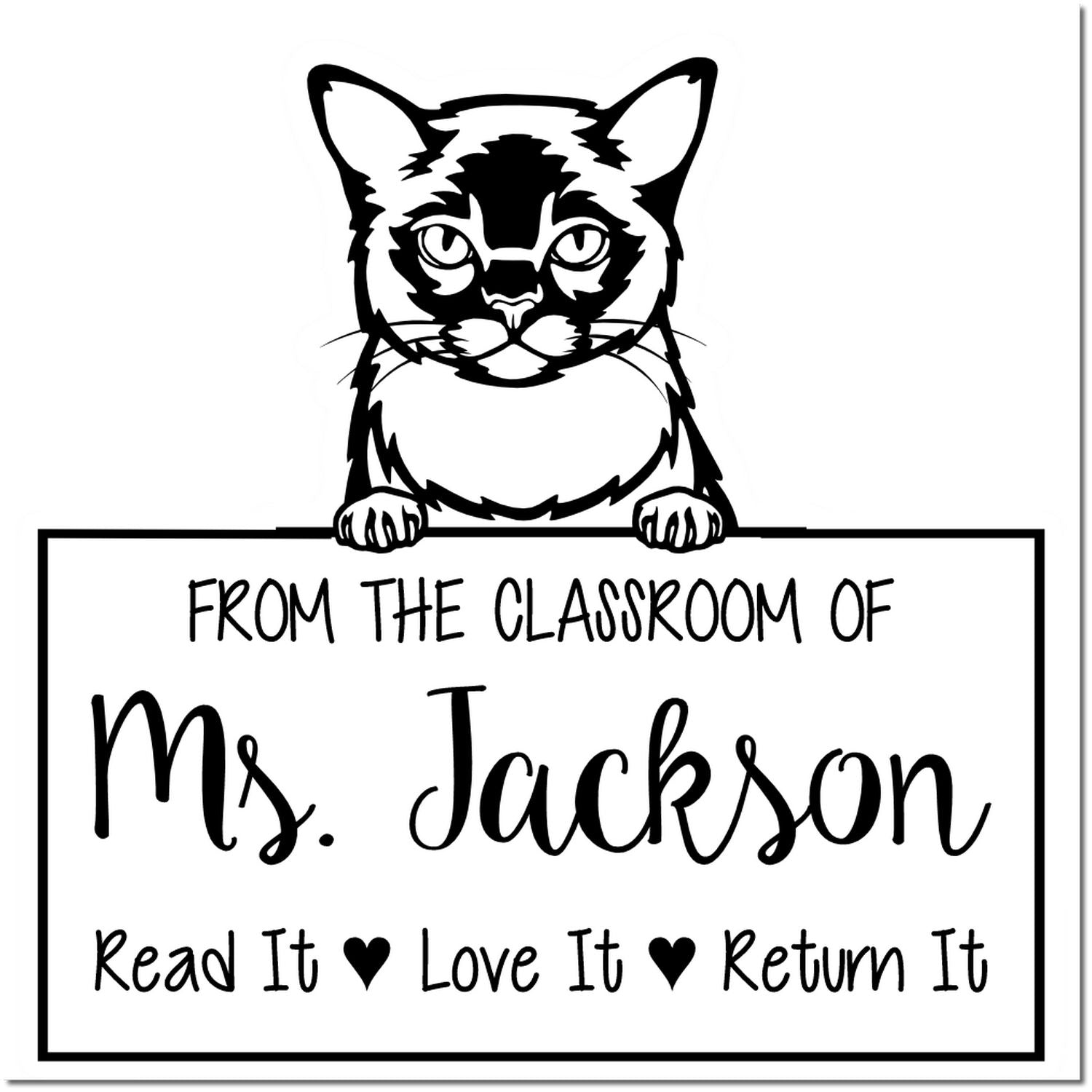 Burmese Cat-Themed Private Library Stamper - Engineer Seal Stamps