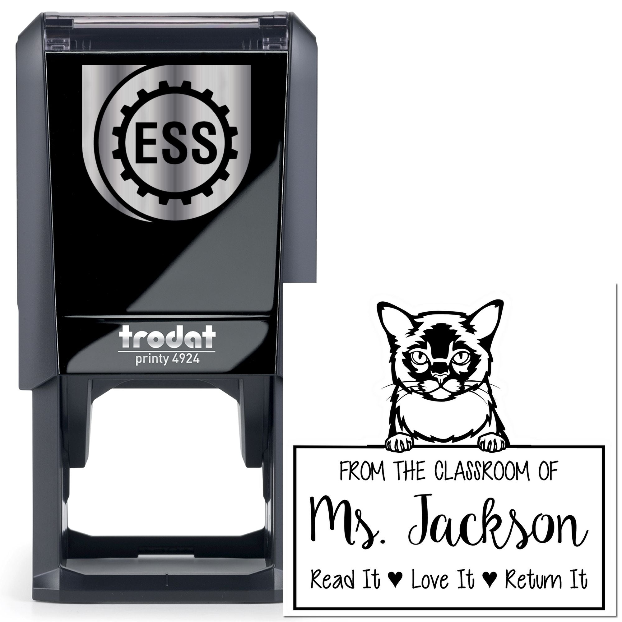 Burmese Cat-Themed Private Library Stamper - Engineer Seal Stamps