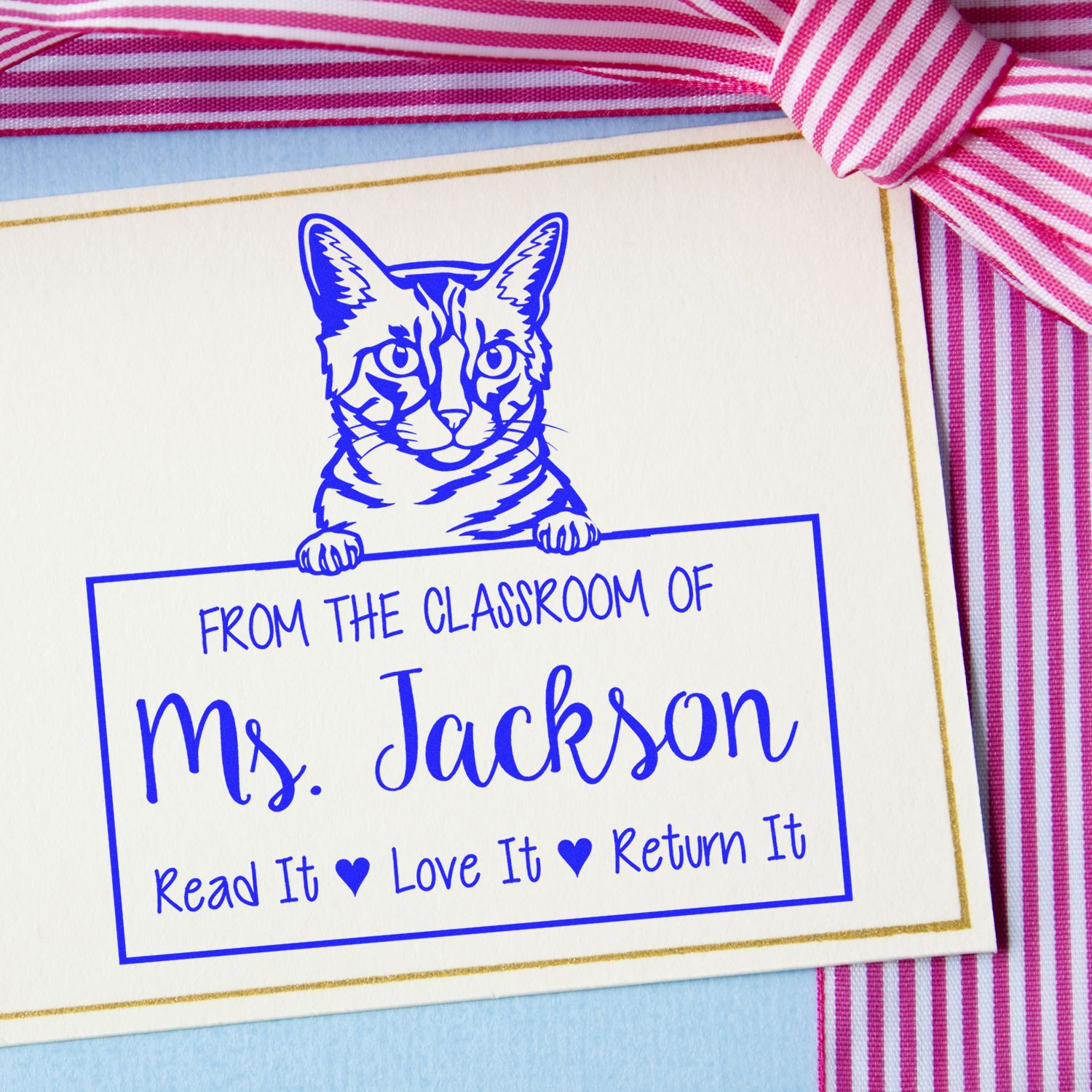California Spangled Cat Customized Name For Library Books Stamp - Engineer Seal Stamps