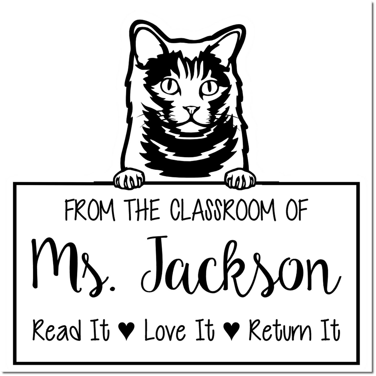 Chartreux Cat-Themed Library Name Stamp - Engineer Seal Stamps