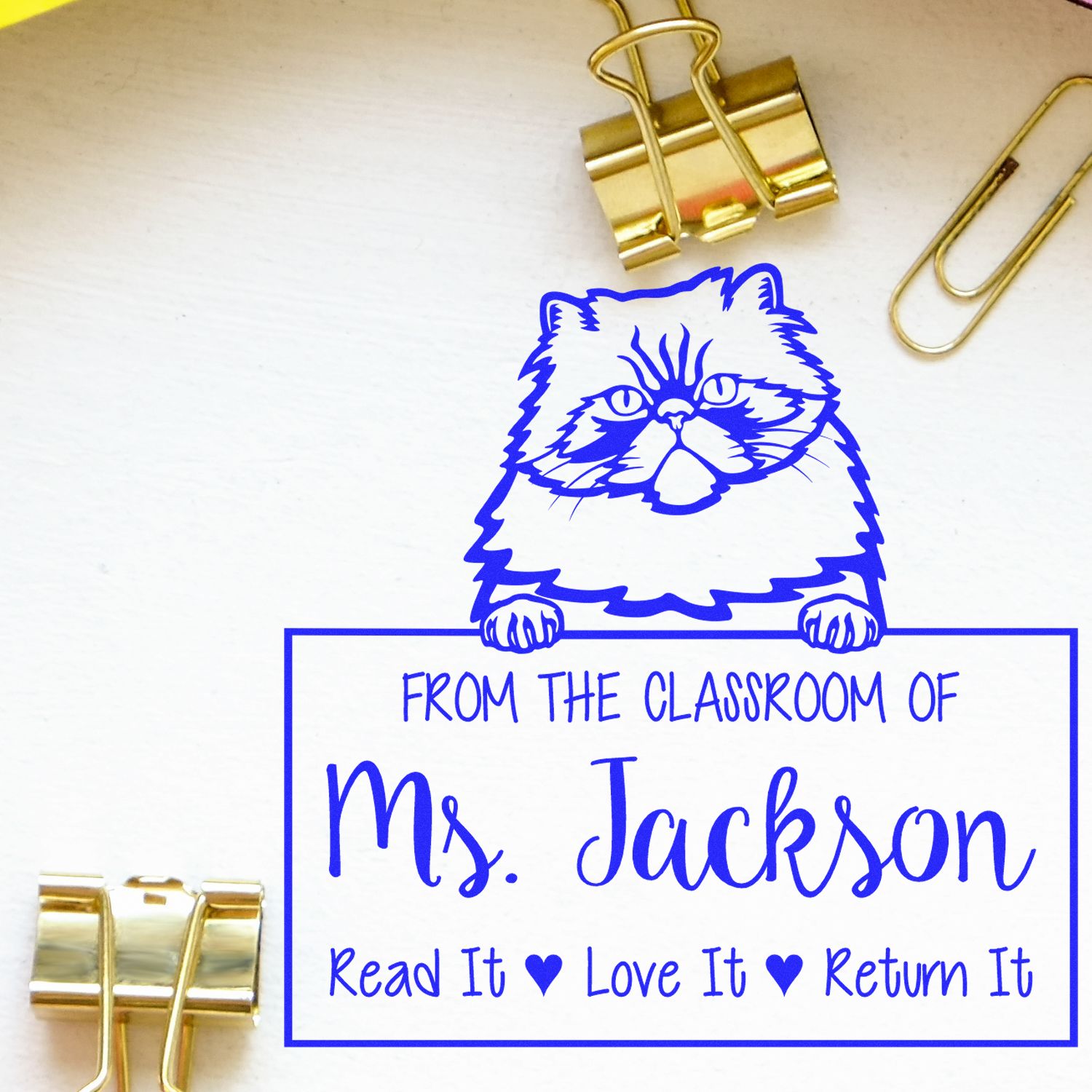 Customized Teacher Stamp with Colorpoint Persian Cat - Engineer Seal Stamps