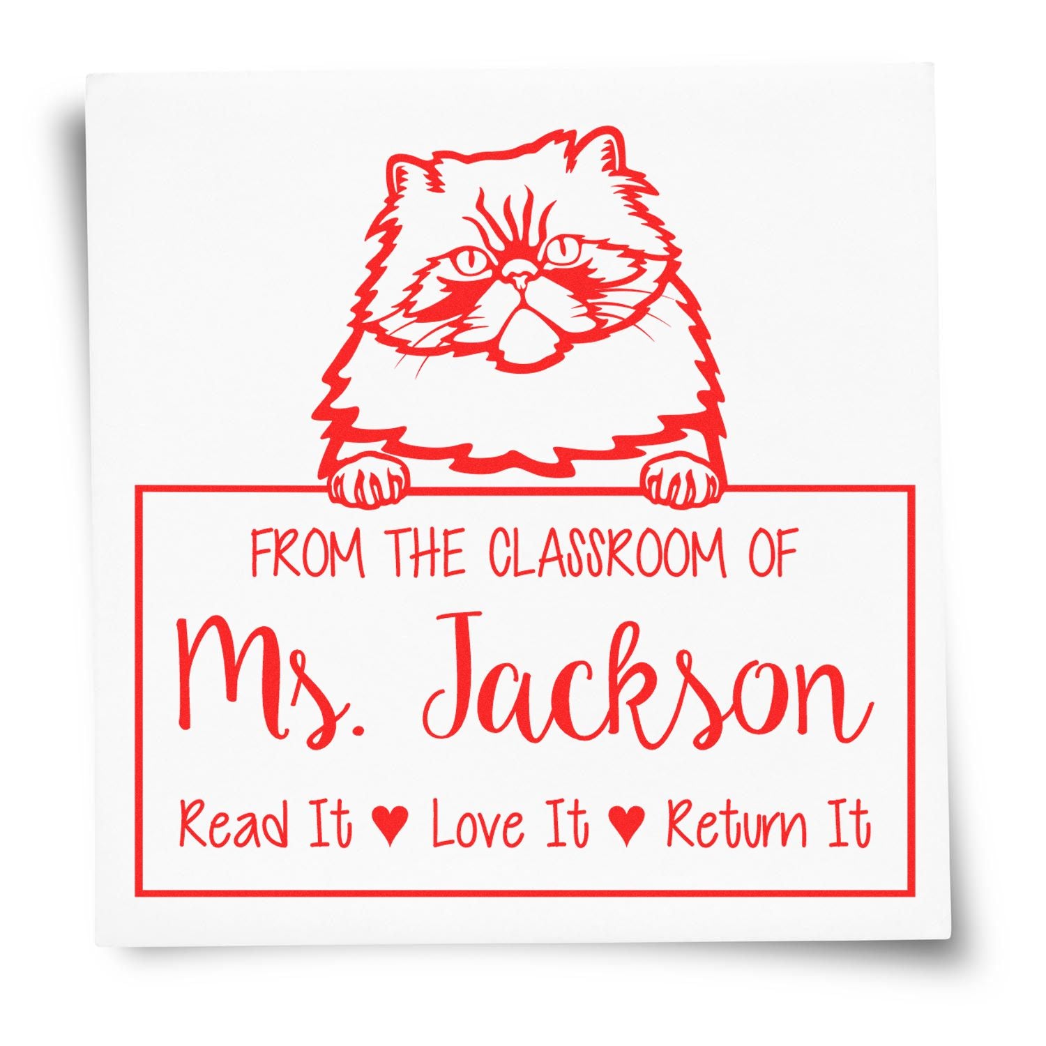 Colorpoint Persian Cat-Themed Read It Love It Return It Teacher Stamper