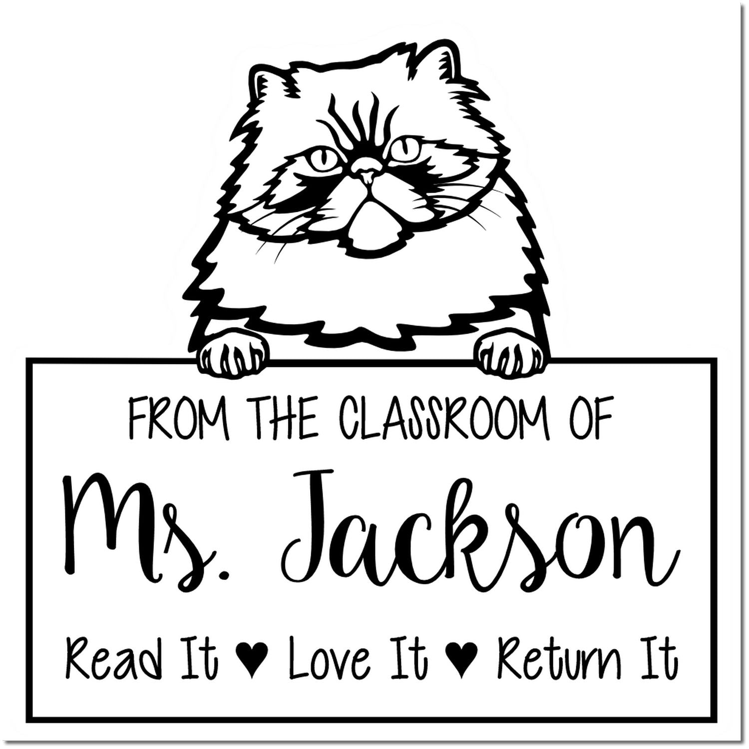 Colorpoint Persian Cat-Themed Library Book Stamper - Engineer Seal Stamps