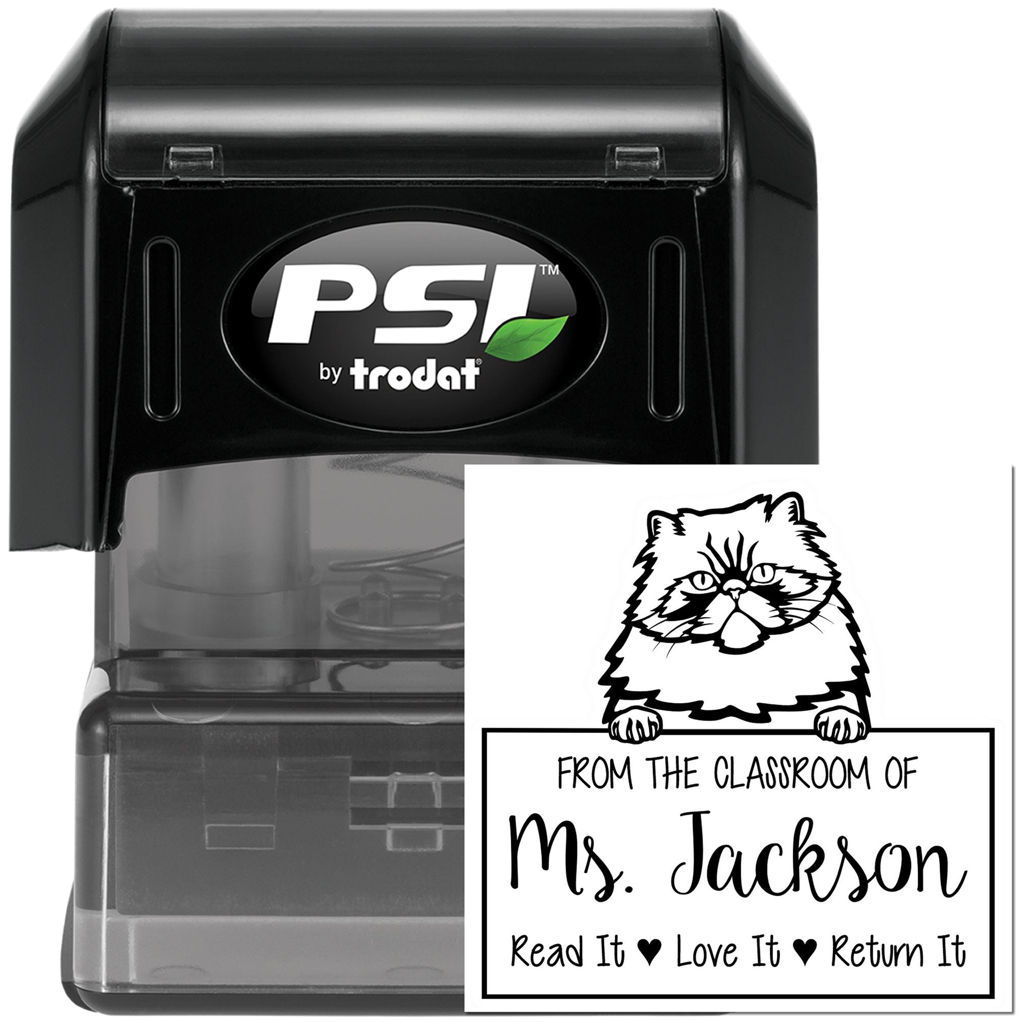 Customized Teacher Stamp with Colorpoint Persian Cat - Engineer Seal Stamps