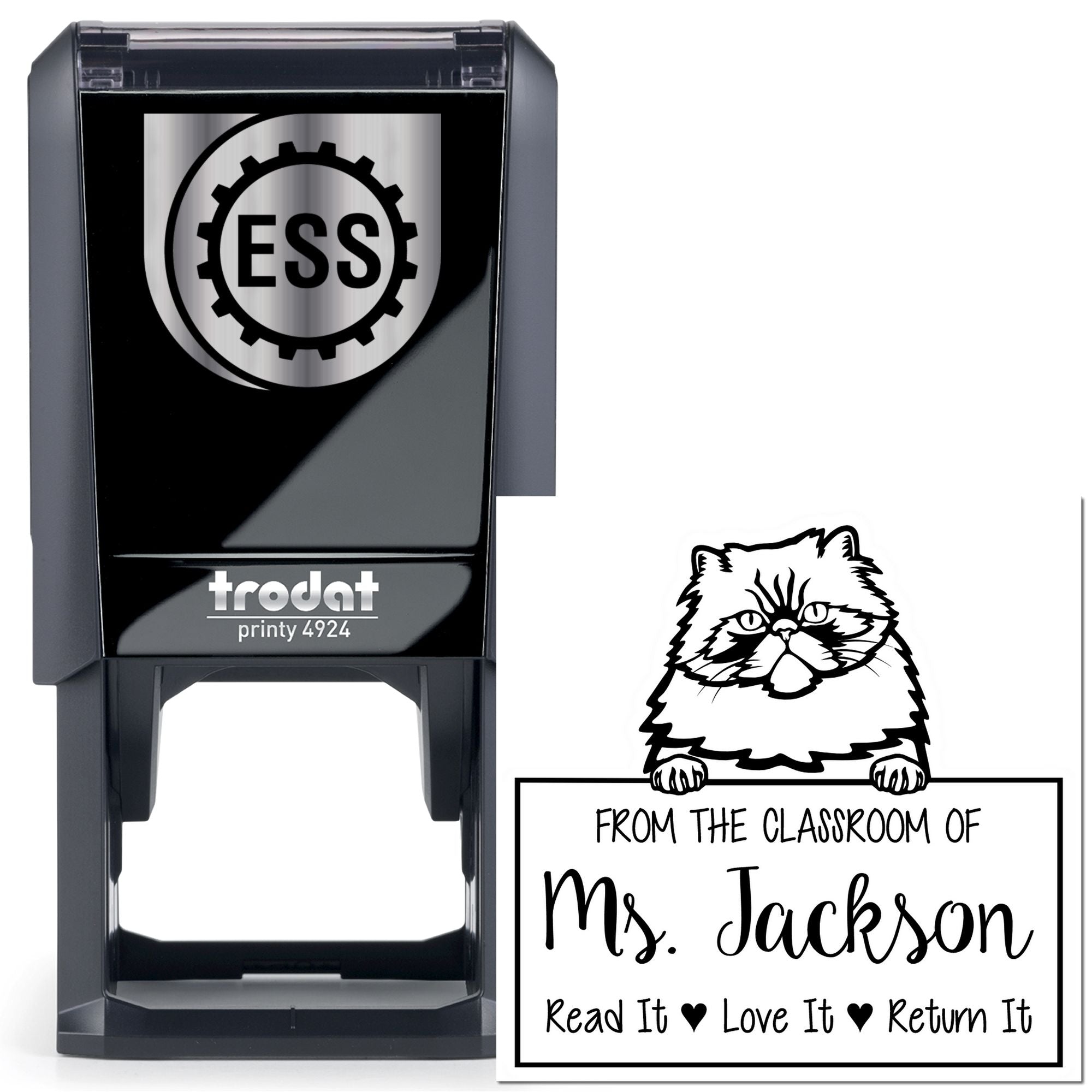 Colorpoint Persian Cat-Themed Library Book Stamper - Engineer Seal Stamps