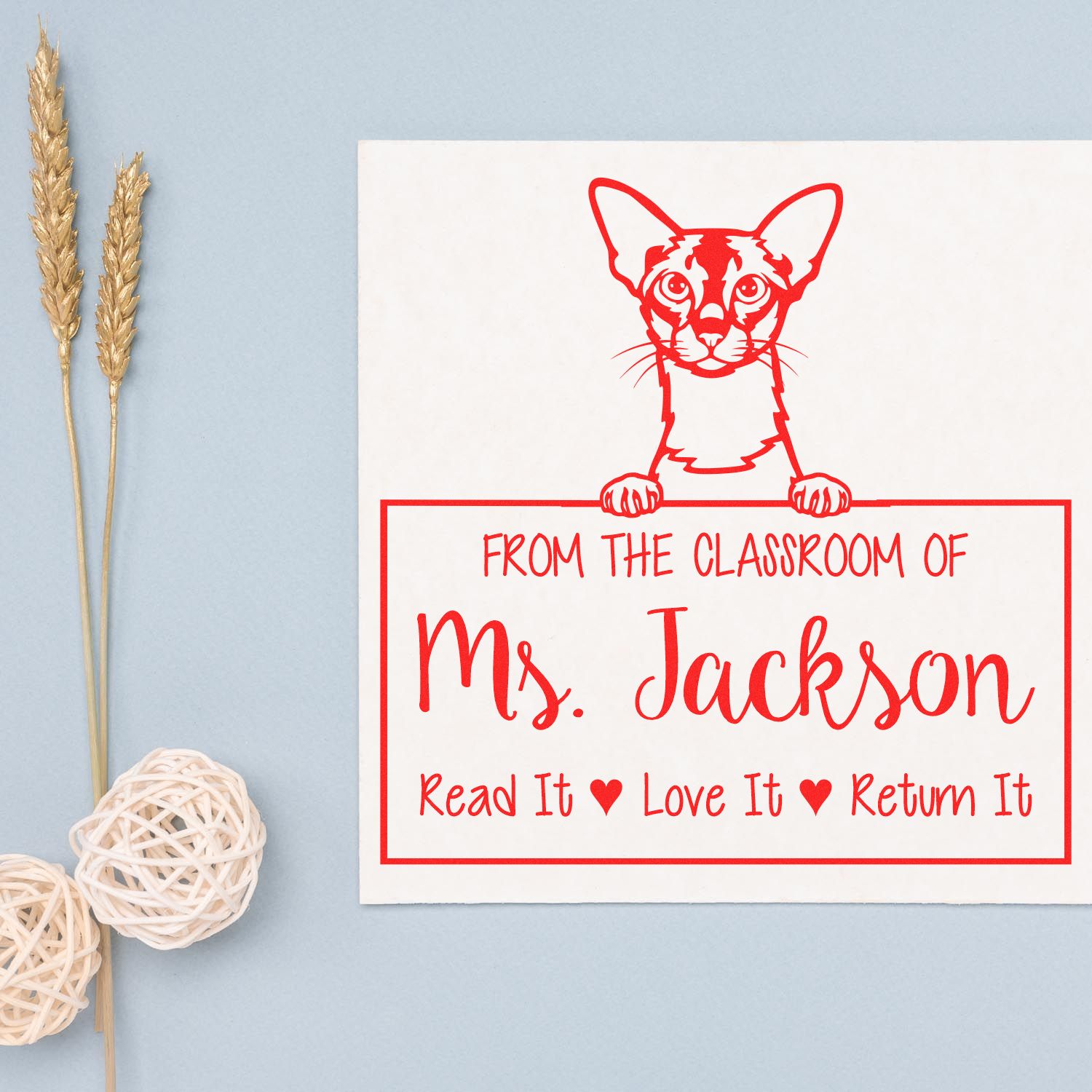 Colorpoint Shorthair Cat-Themed Read It Love It Return It Teacher Stamp