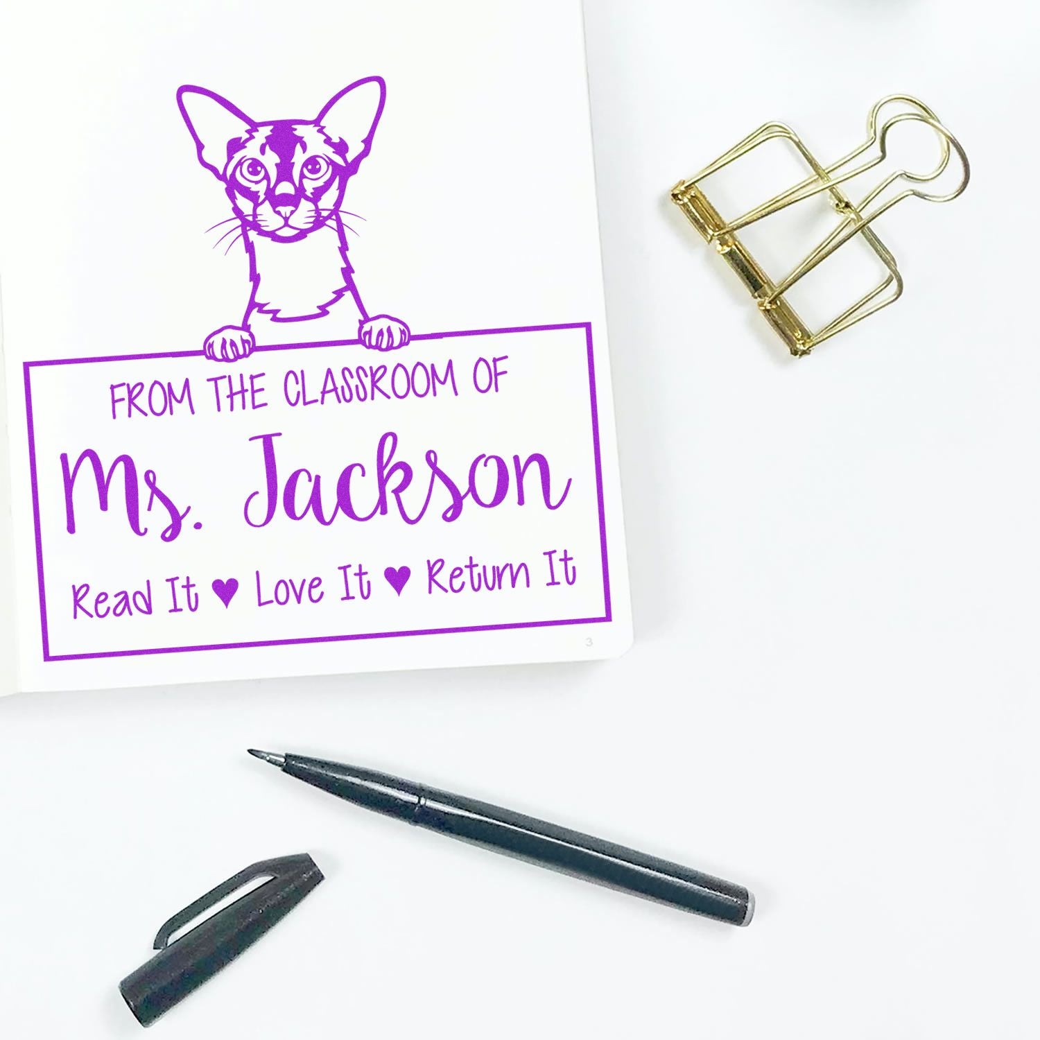 Colorpoint Shorthair Cat-Themed Library Book Stamp - Engineer Seal Stamps