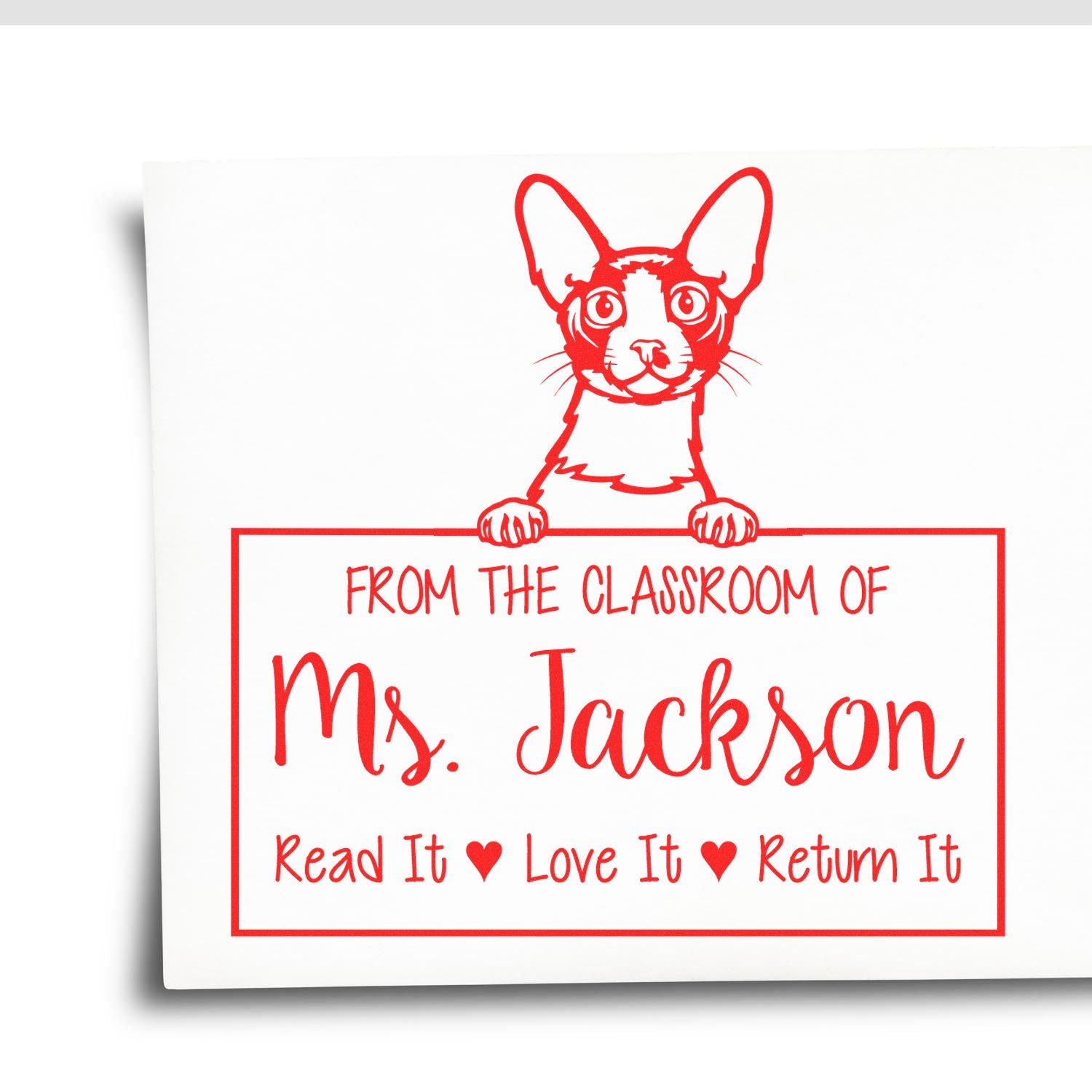 Cornish Rex Cat-Themed Librarian Stamper - Engineer Seal Stamps