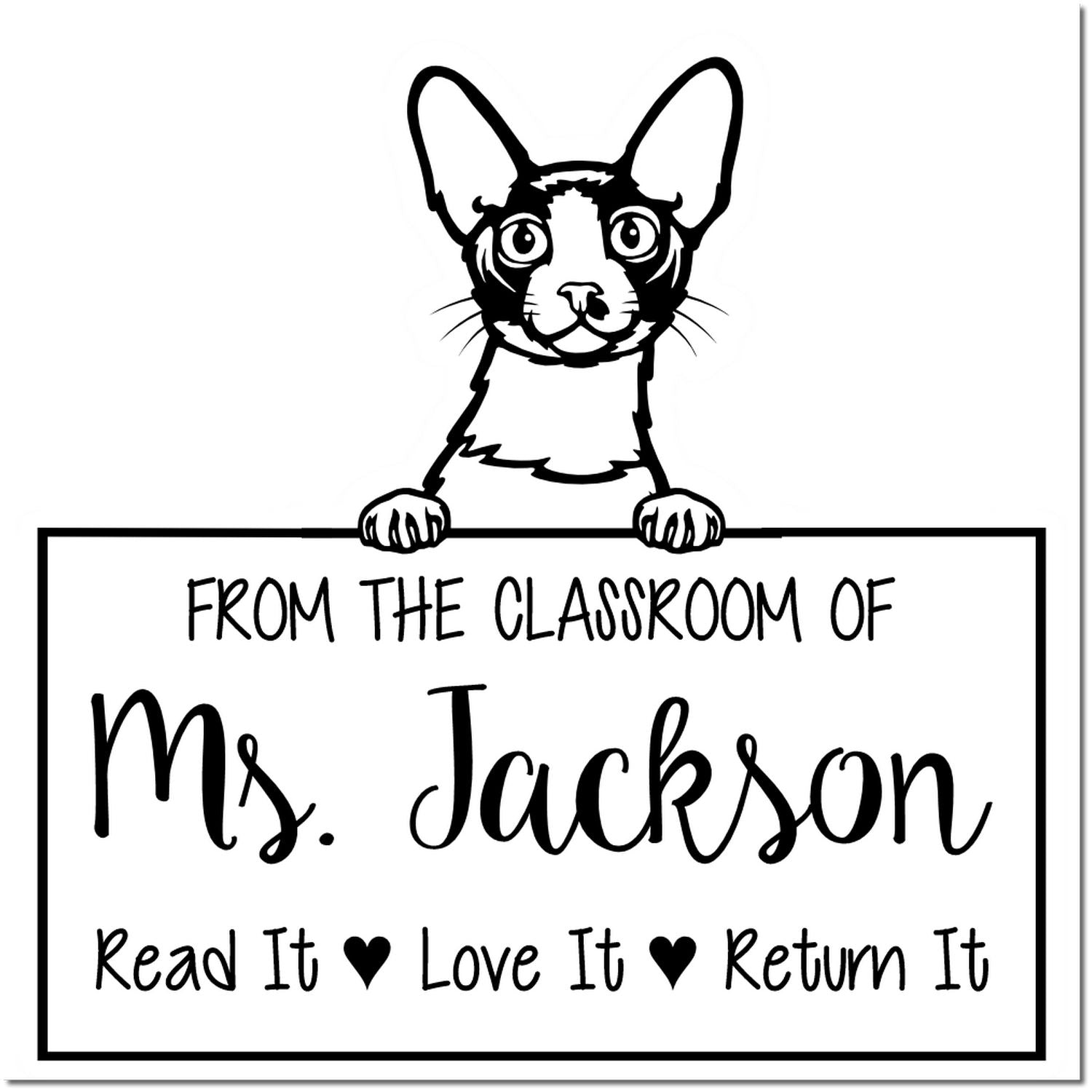 Cornish Rex Cat-Themed Librarian Stamper - Engineer Seal Stamps