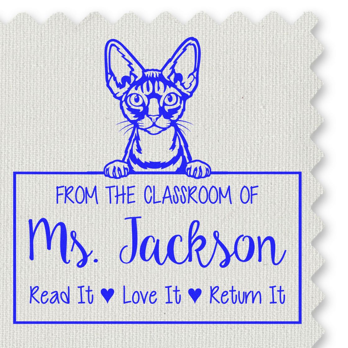 Devon Rex Cat Customized Library Ownership Stamp - Engineer Seal Stamps