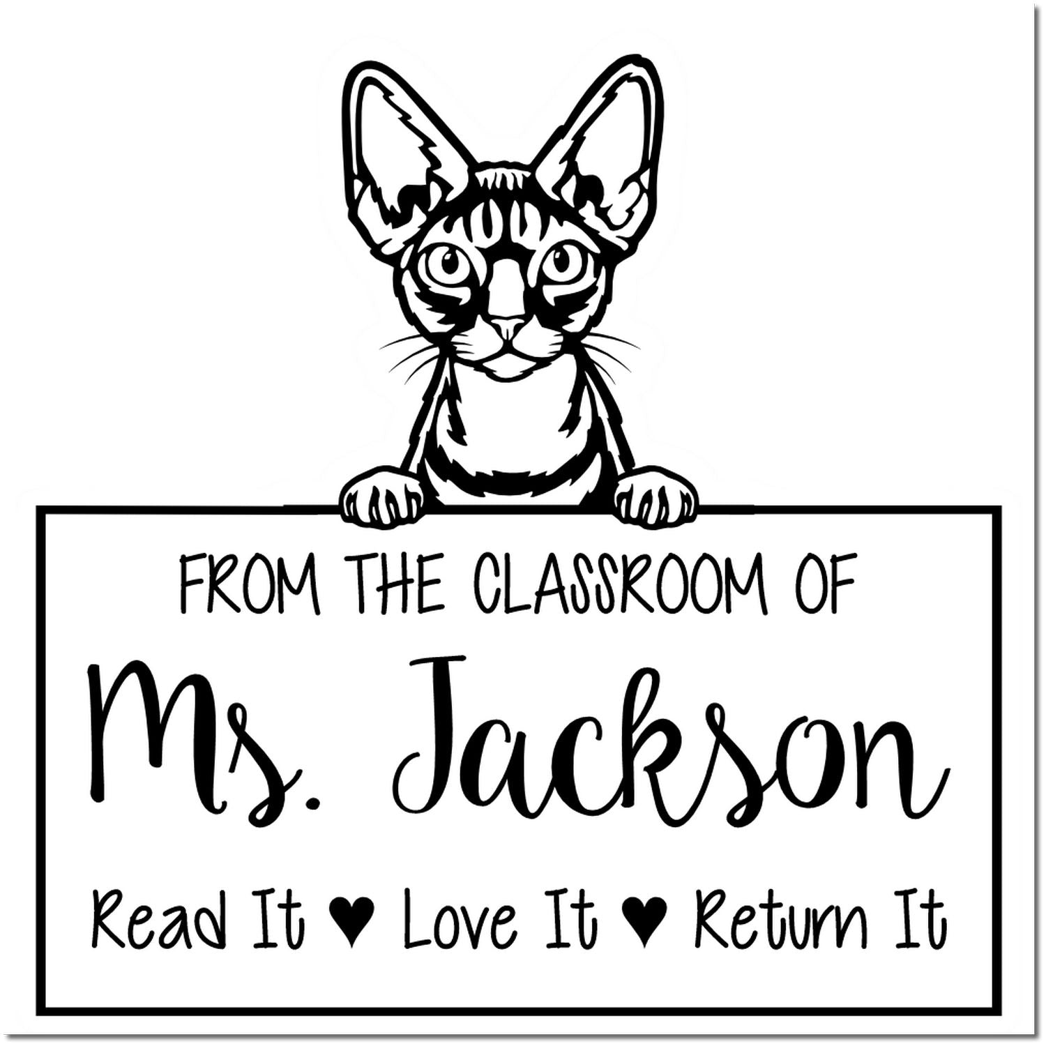 Devon Rex Cat-Themed Read It Love It Return It Stamper - Engineer Seal Stamps